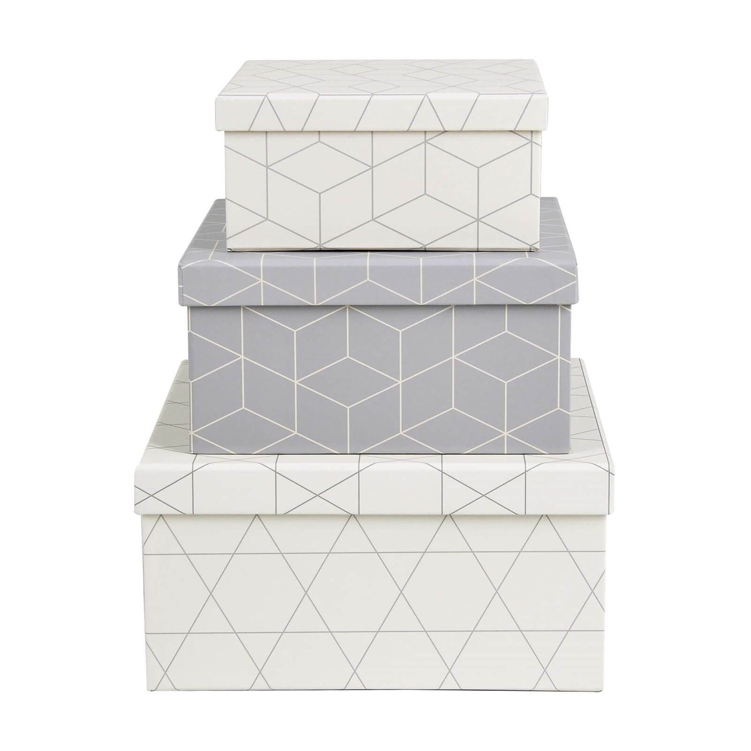 Set of 3 Geometric Decorative Boxes