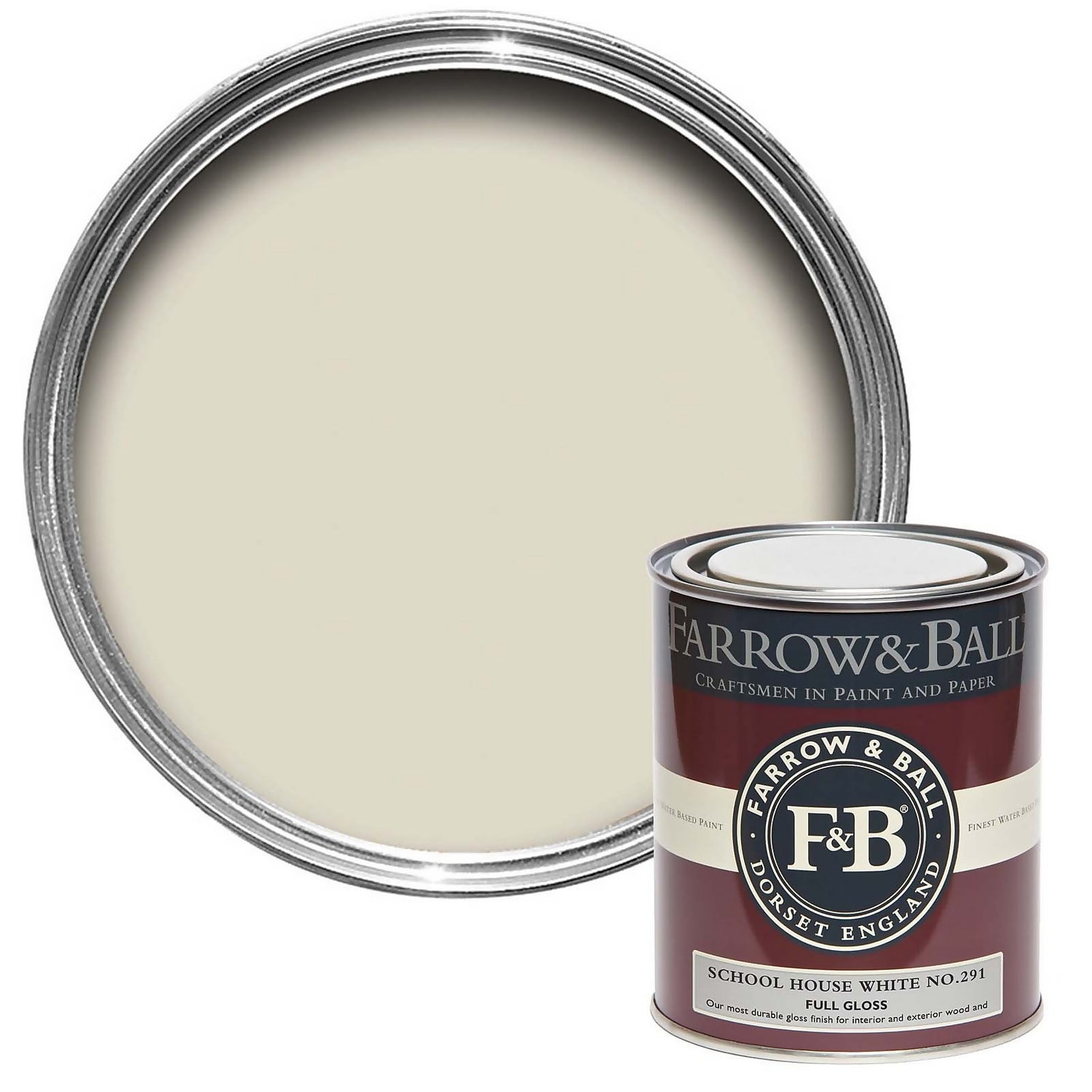 Farrow Ball Full Gloss Paint School House White 750ml Homebase