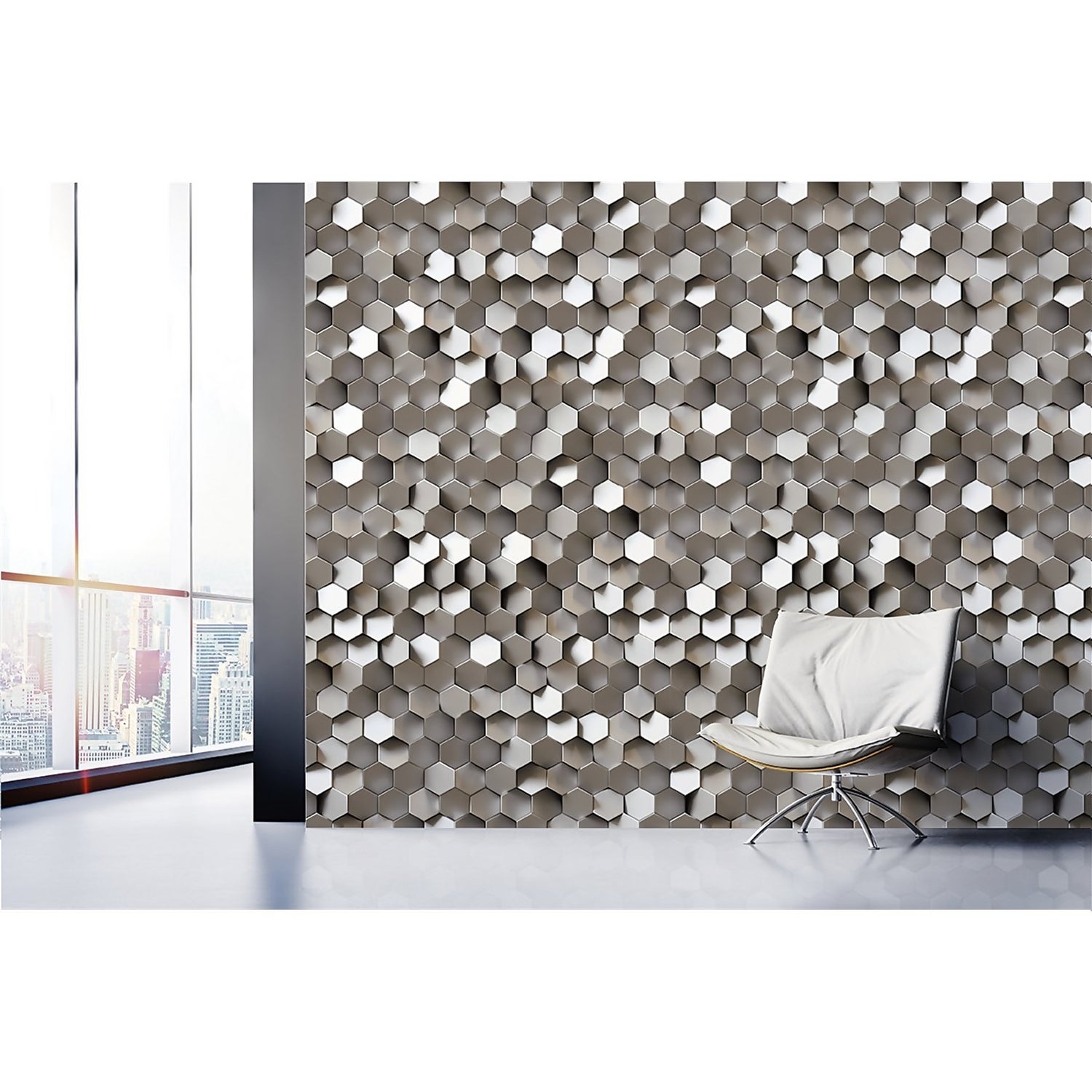 Grandeco 3D Grey Digital Wallpaper Mural | Homebase