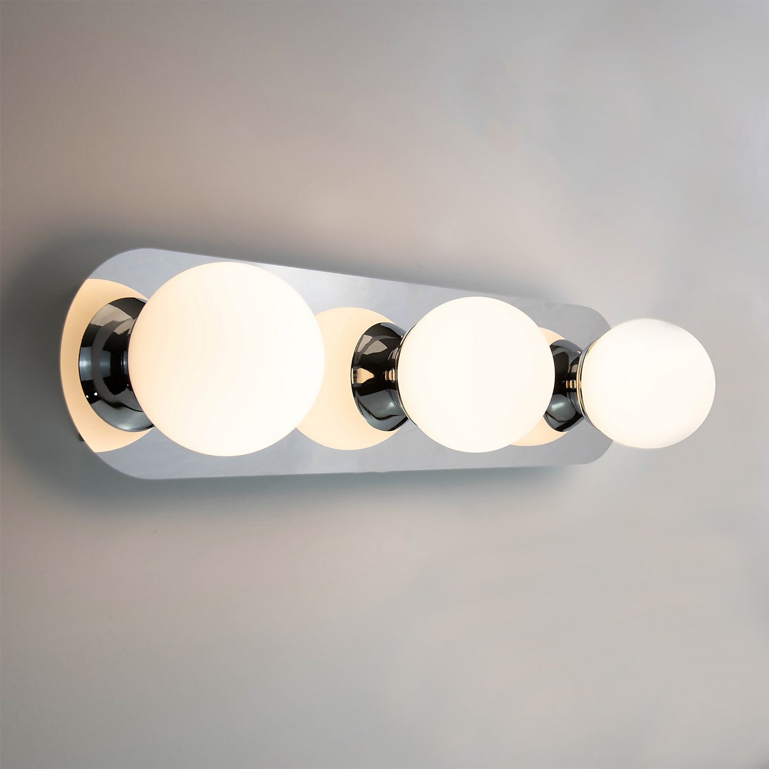 Iris 3 Light Chrome Opal Wall Bar Bathroom Light 3 x 5W