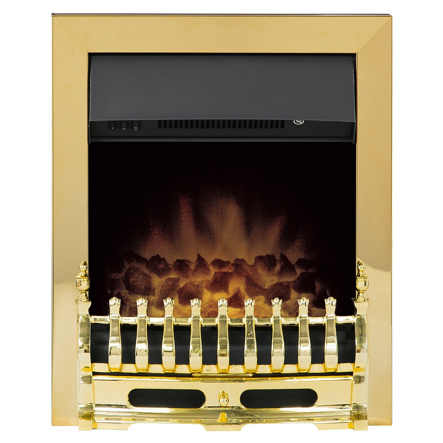 Adam Blenheim Electric Fire with Inset Fitting in Brass | Homebase