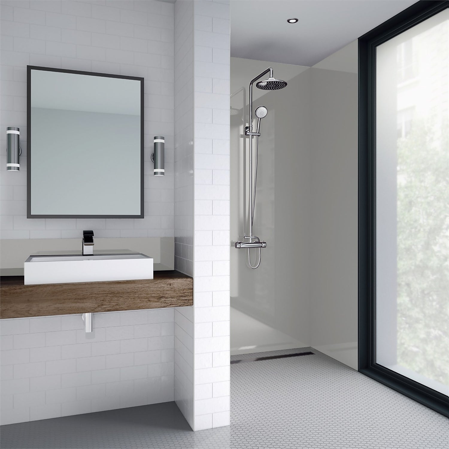 Wetwall White Pearl Metallic 3 Sided Kit - Acrylic
