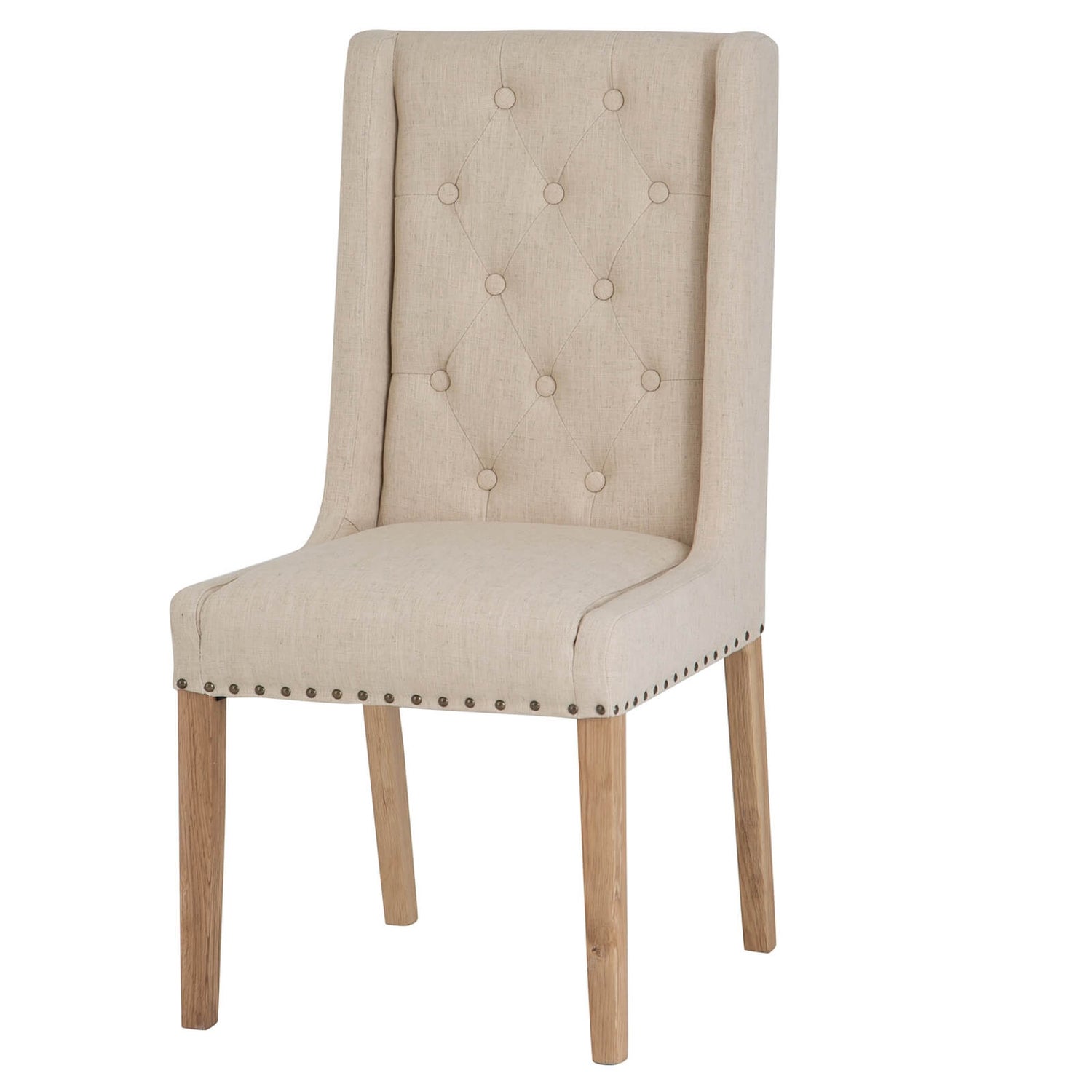 Button Back Dining Chair Set of 2 Beige Homebase