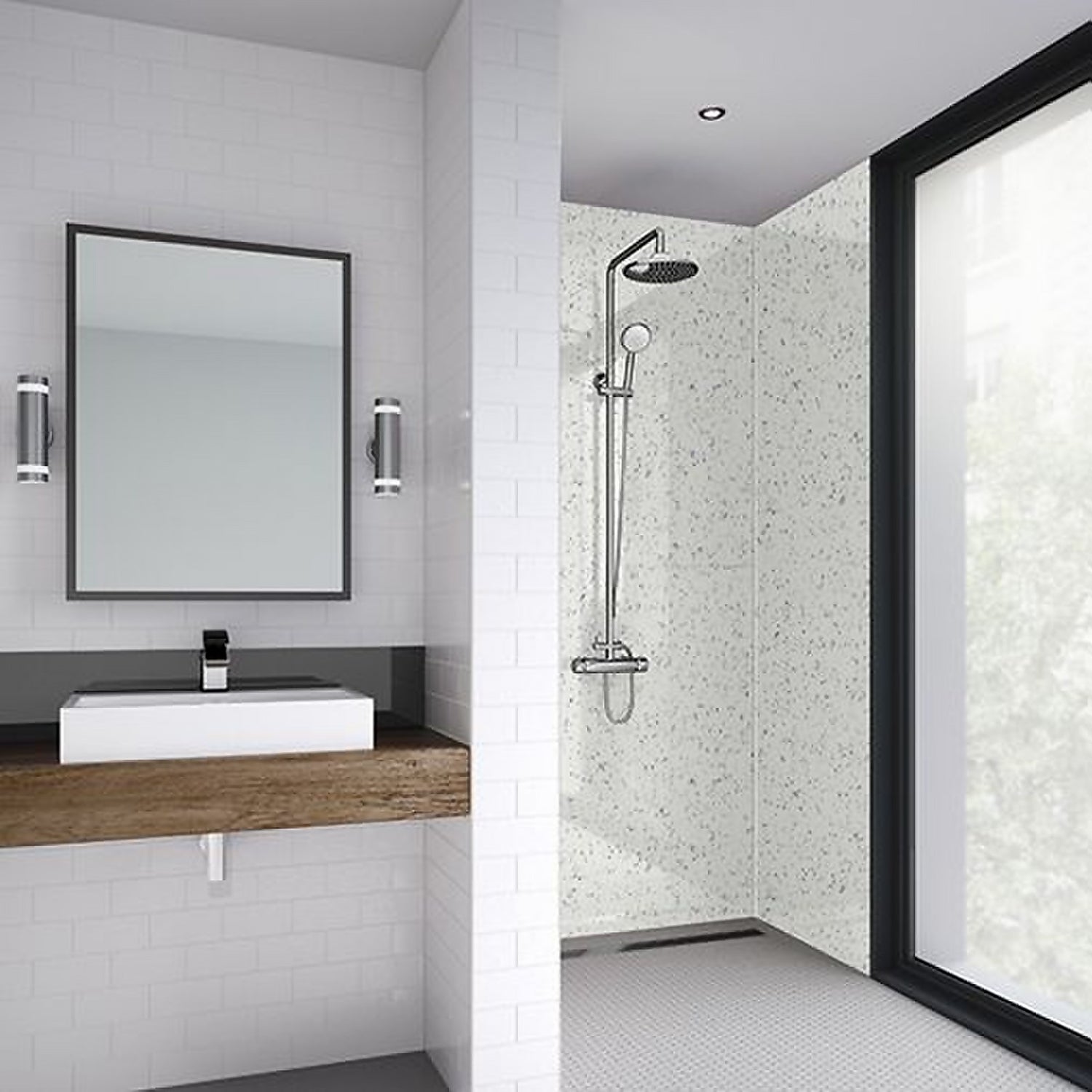 Wetwall 590mm tongue & groove laminate - galaxy white