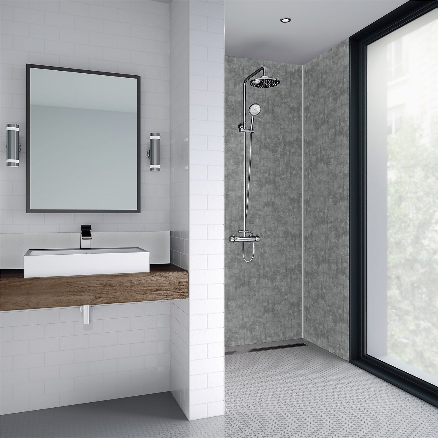 Wetwall 900mm square edge laminate - modern stone