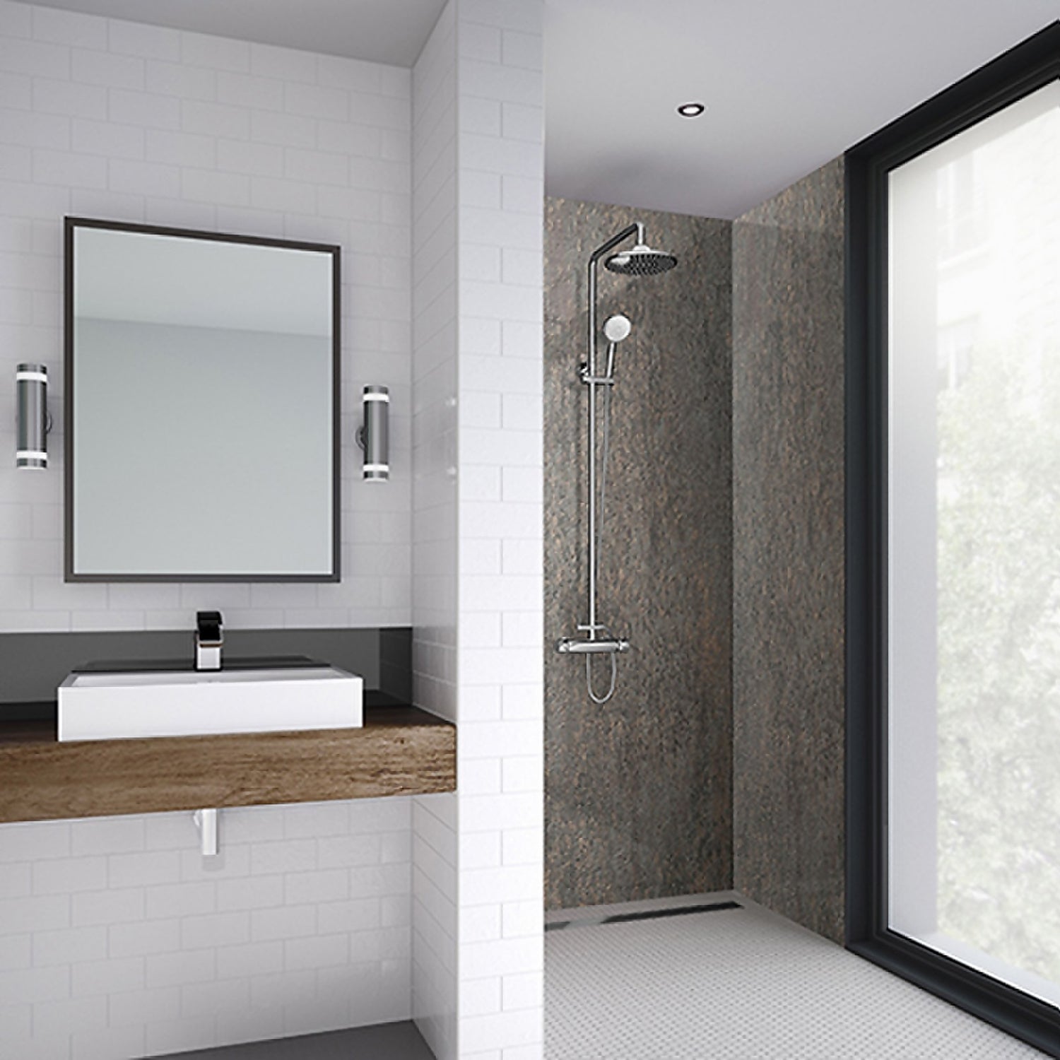 Wetwall 1200mm square edge laminate - copper alloy
