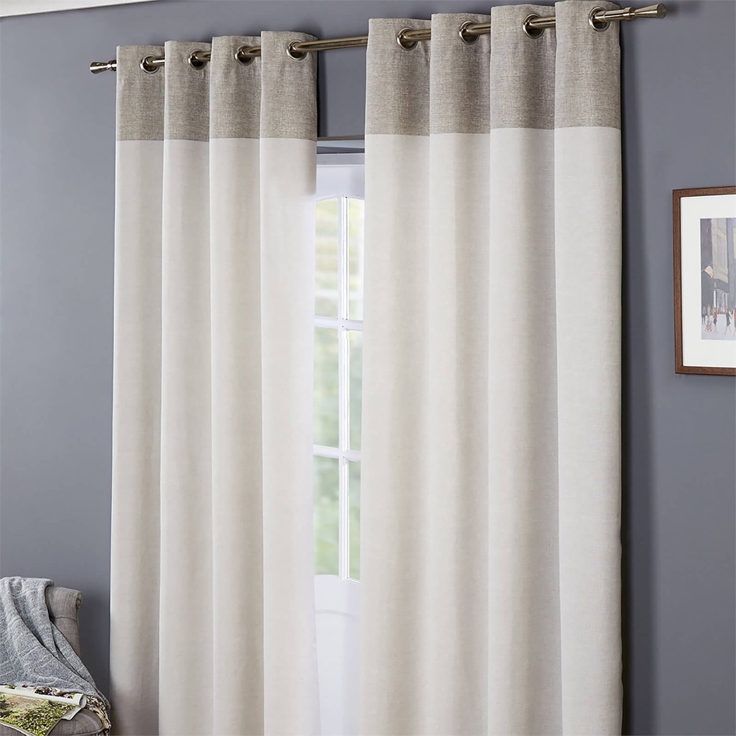 Homebase pair of long canvas curtains W90" X L89" New without packaging 