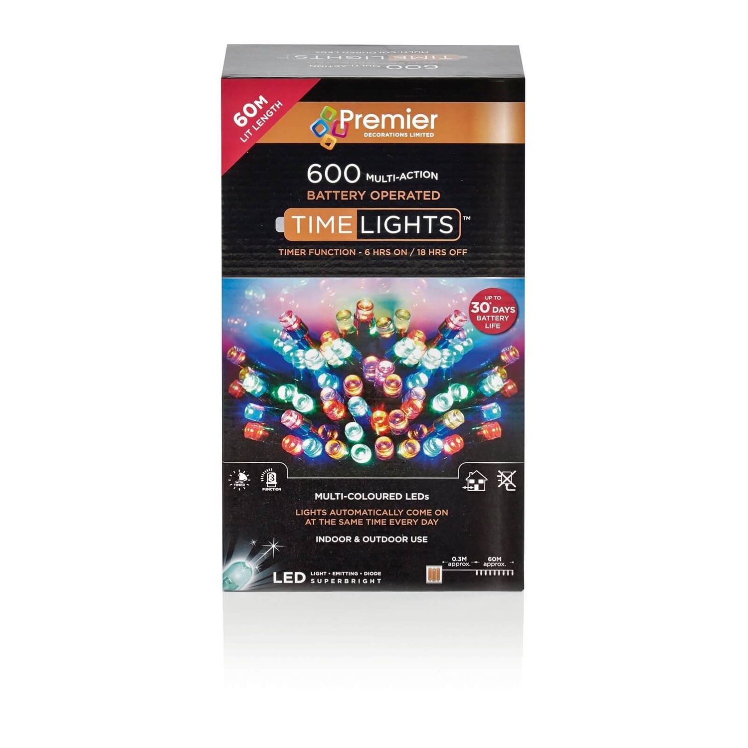 600 Multi Action Battery Operated Timer Lights With Multi Colour LEDs