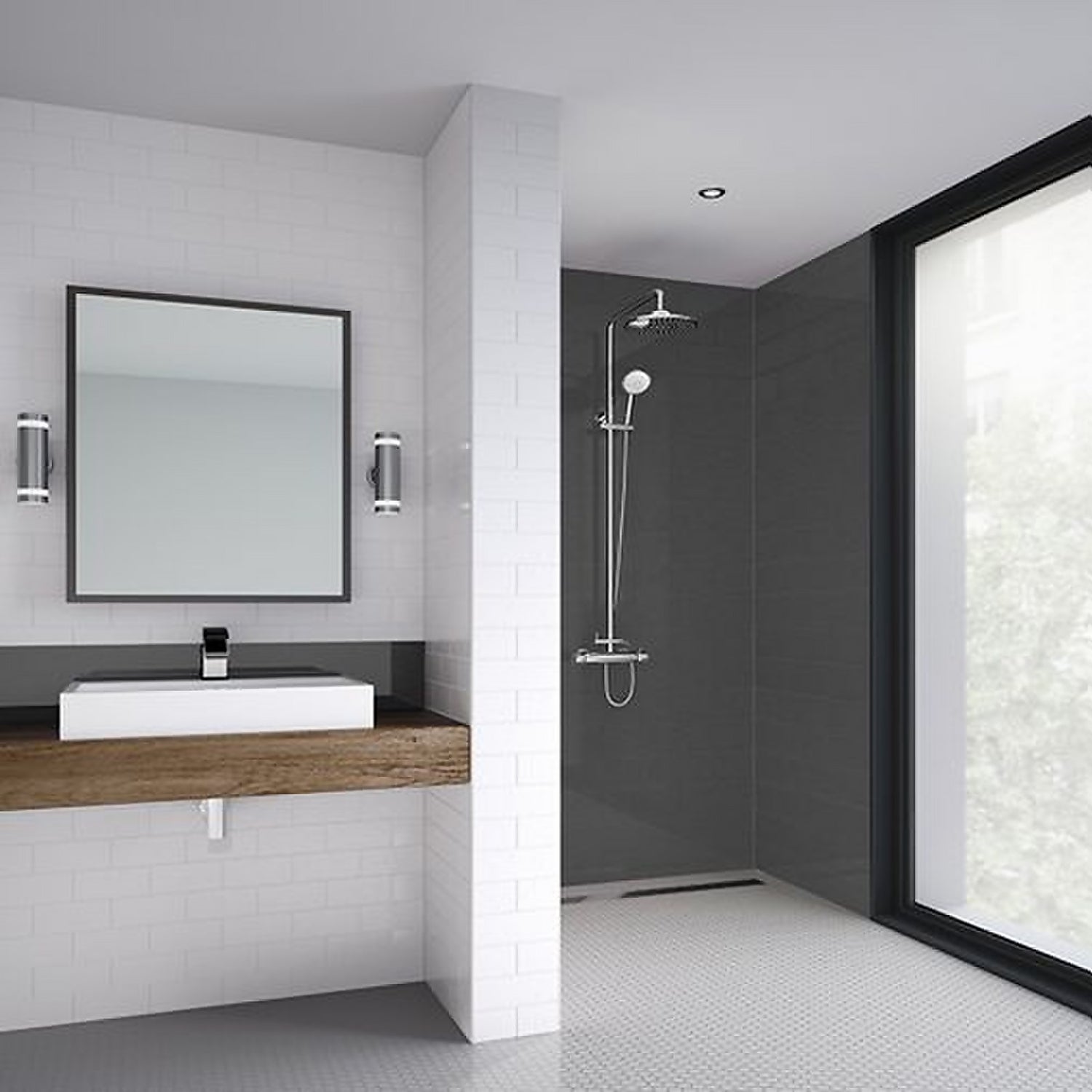 Wetwall 1220mm shower panel - brushed black - composite