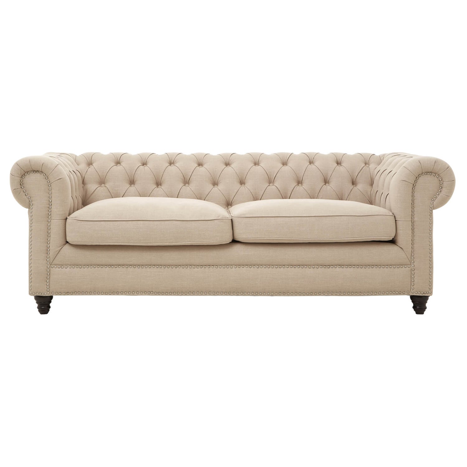 Stella 3 Seater Linen Sofa - Beige | Homebase