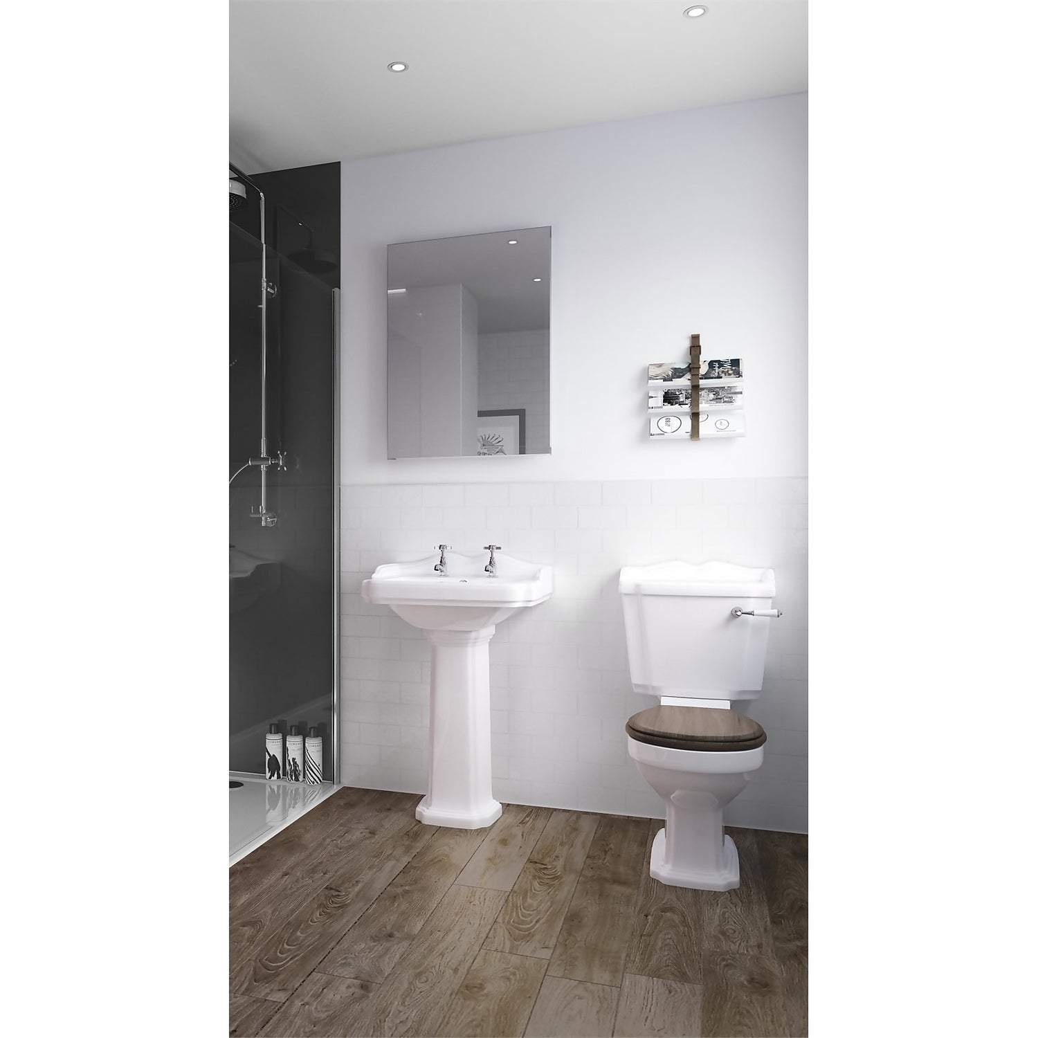 Wetwall Pure White 3 Sided Wall Kit - Composite