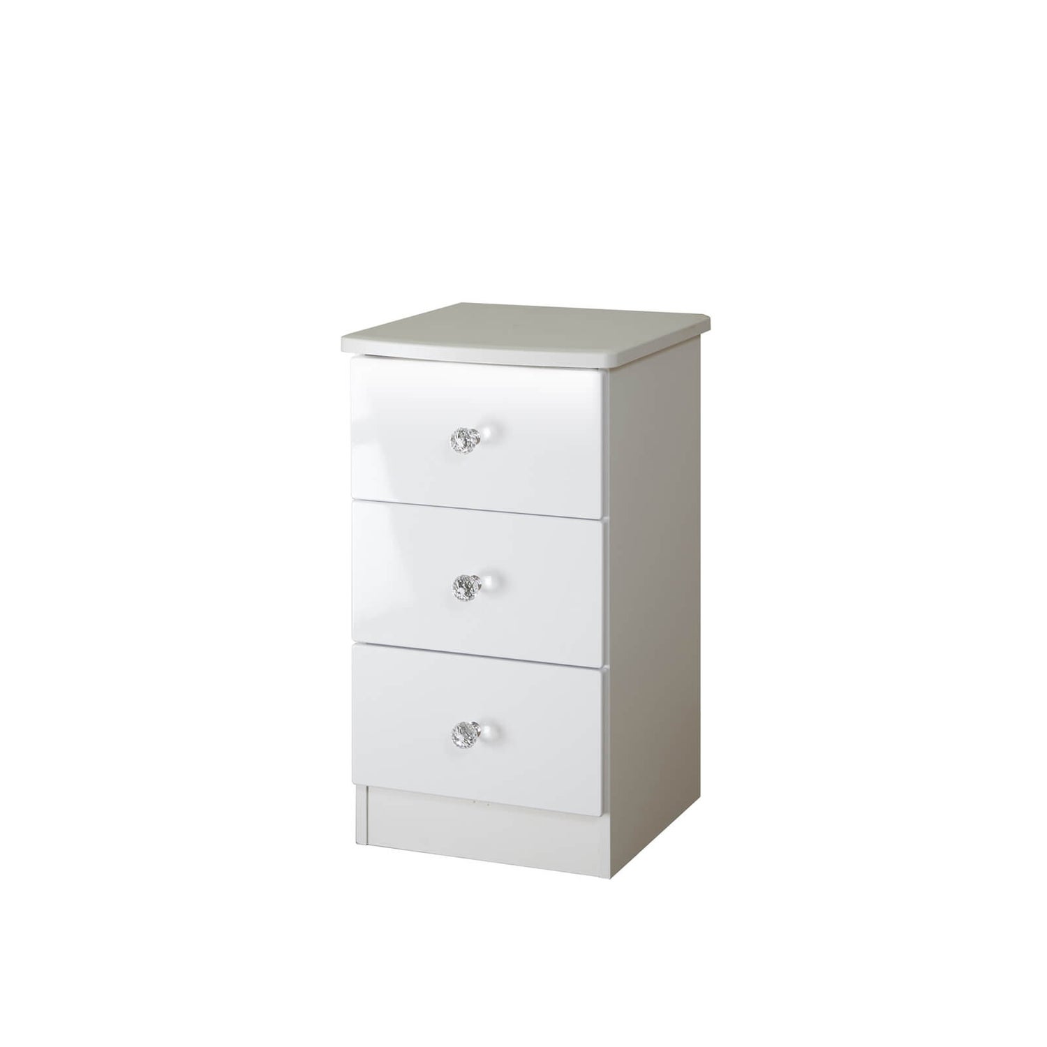 Lumo 3 Drawer Bedside Table with LED Lighting White Homebase