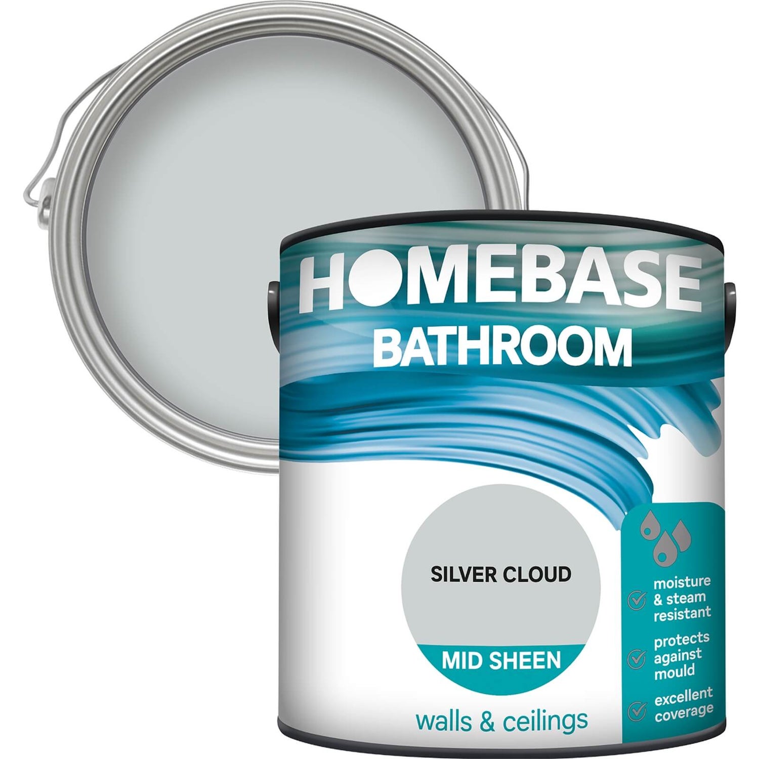 Homebase Bathroom Mid Sheen Paint Silver Cloud 2 5l Homebase
