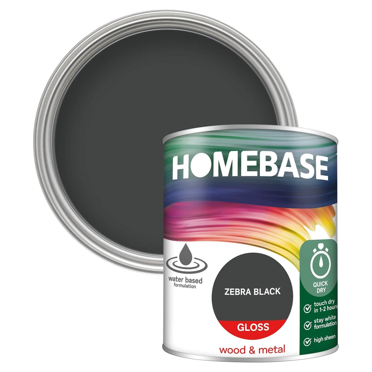 homebase interior quick dry gloss paint zebra black 750ml homebase