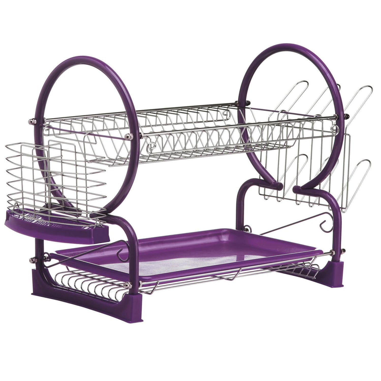 2 Tier Dish Drainer - Purple Enamel Frame