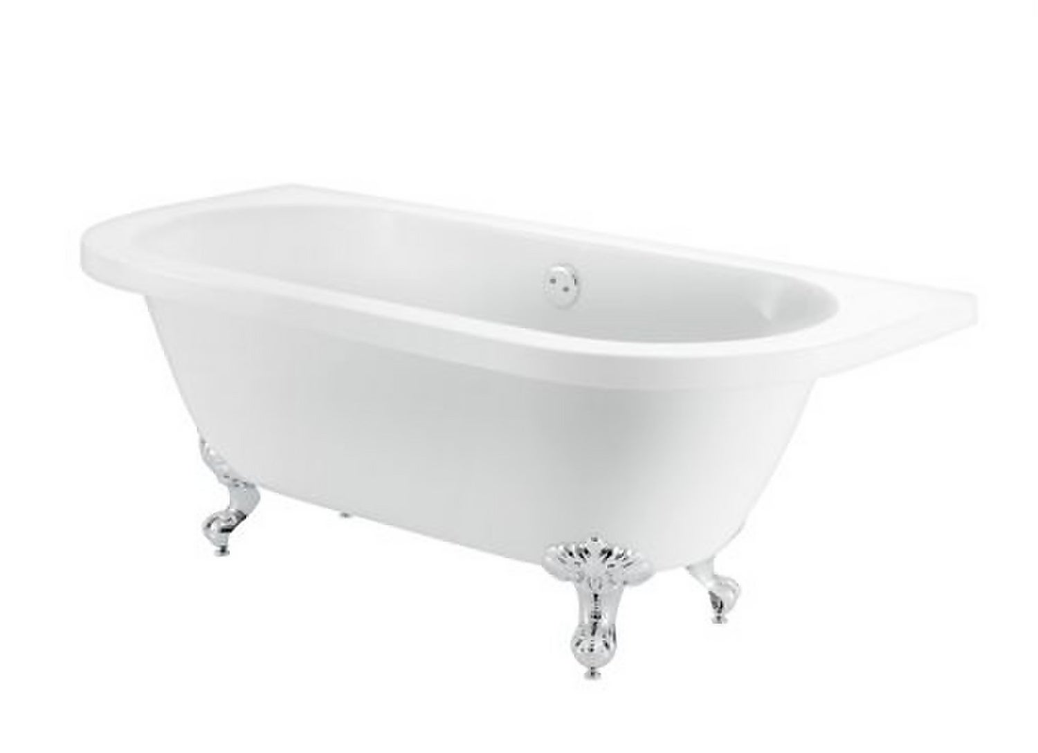Belmont White Back to Wall Roll Top Bath with Silver Feet