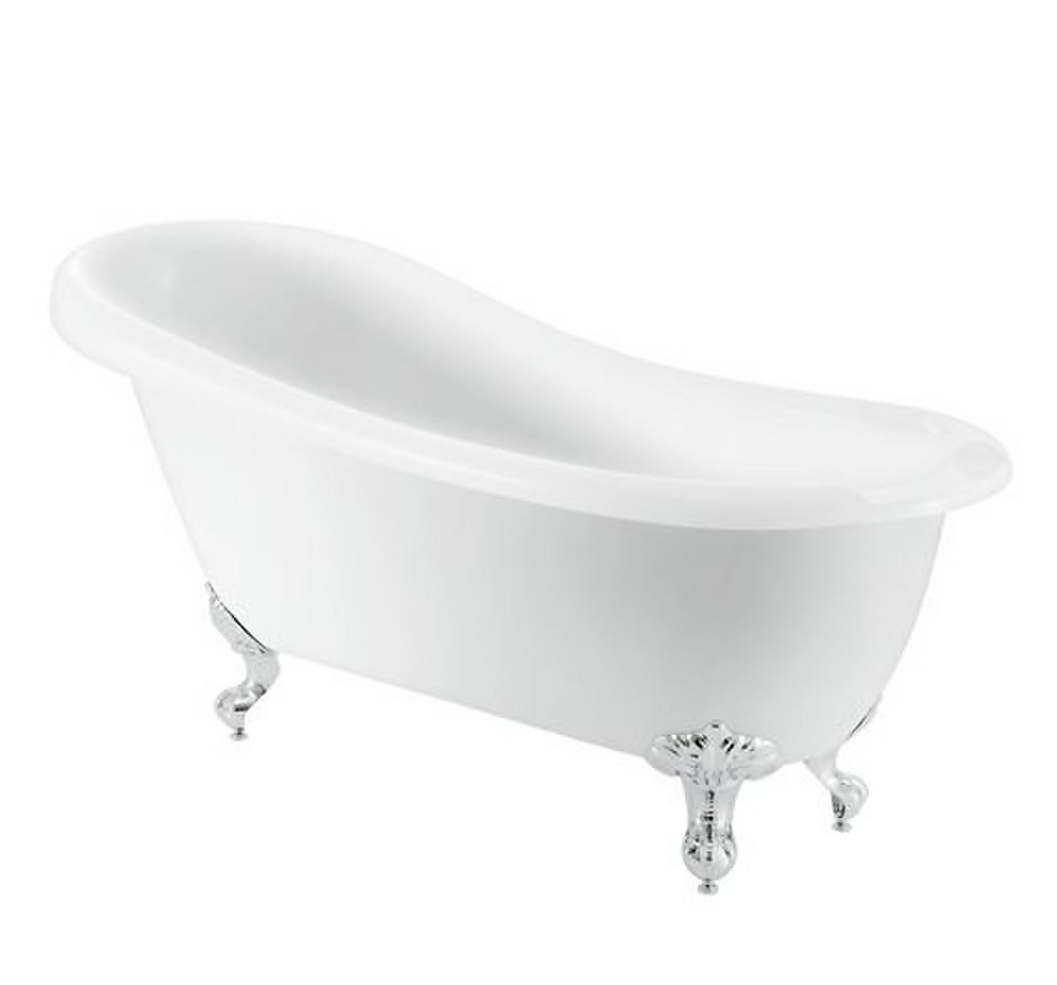Kingham White Slipper Roll Top Bath with Silver Feet