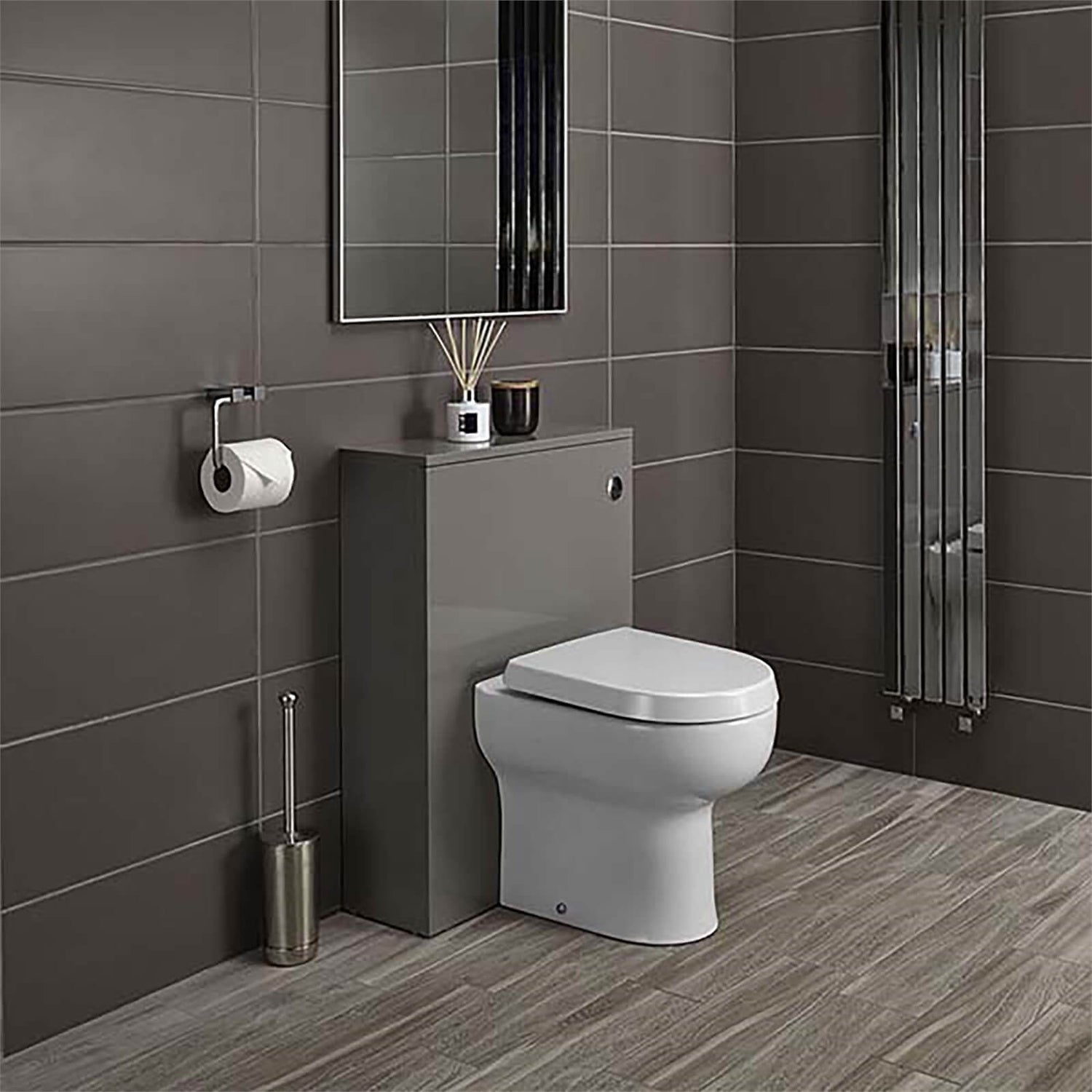 Bathstore Alpine Duo 600mm Toilet Unit Including Dual Cistern Fittings Gloss Grey Homebase