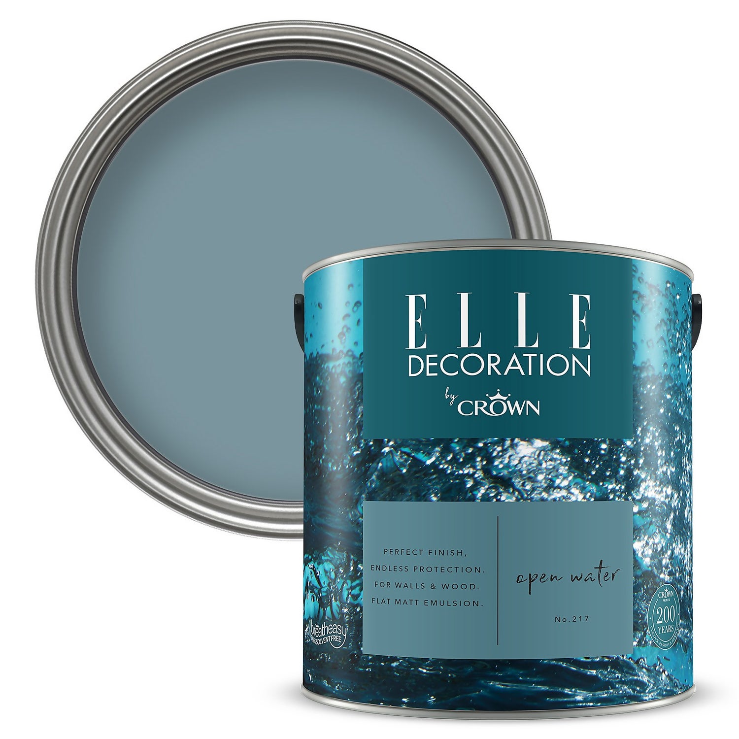 elle decoration by crown flat matt paint open water 2 5l homebase