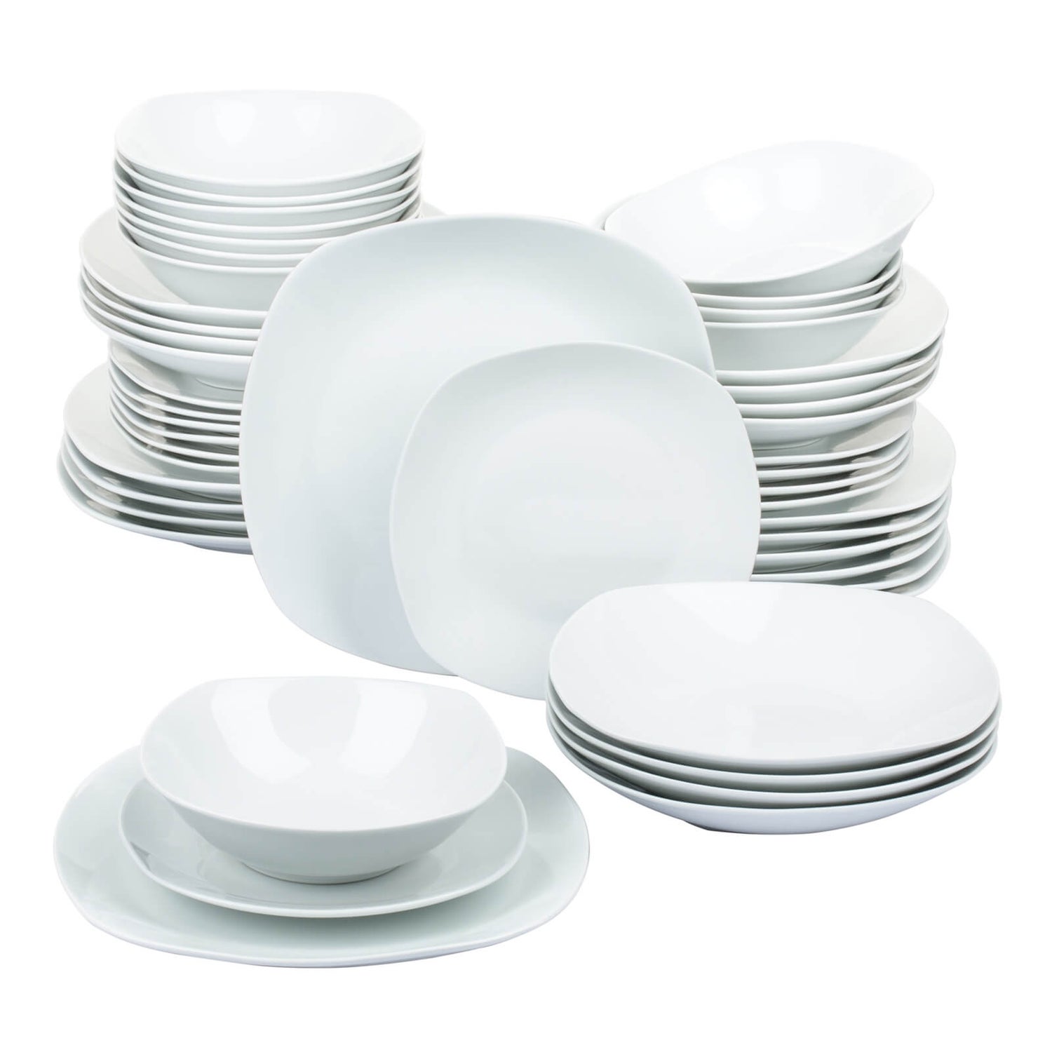 White Square Every Day 48 Piece Dinner Set Homebase