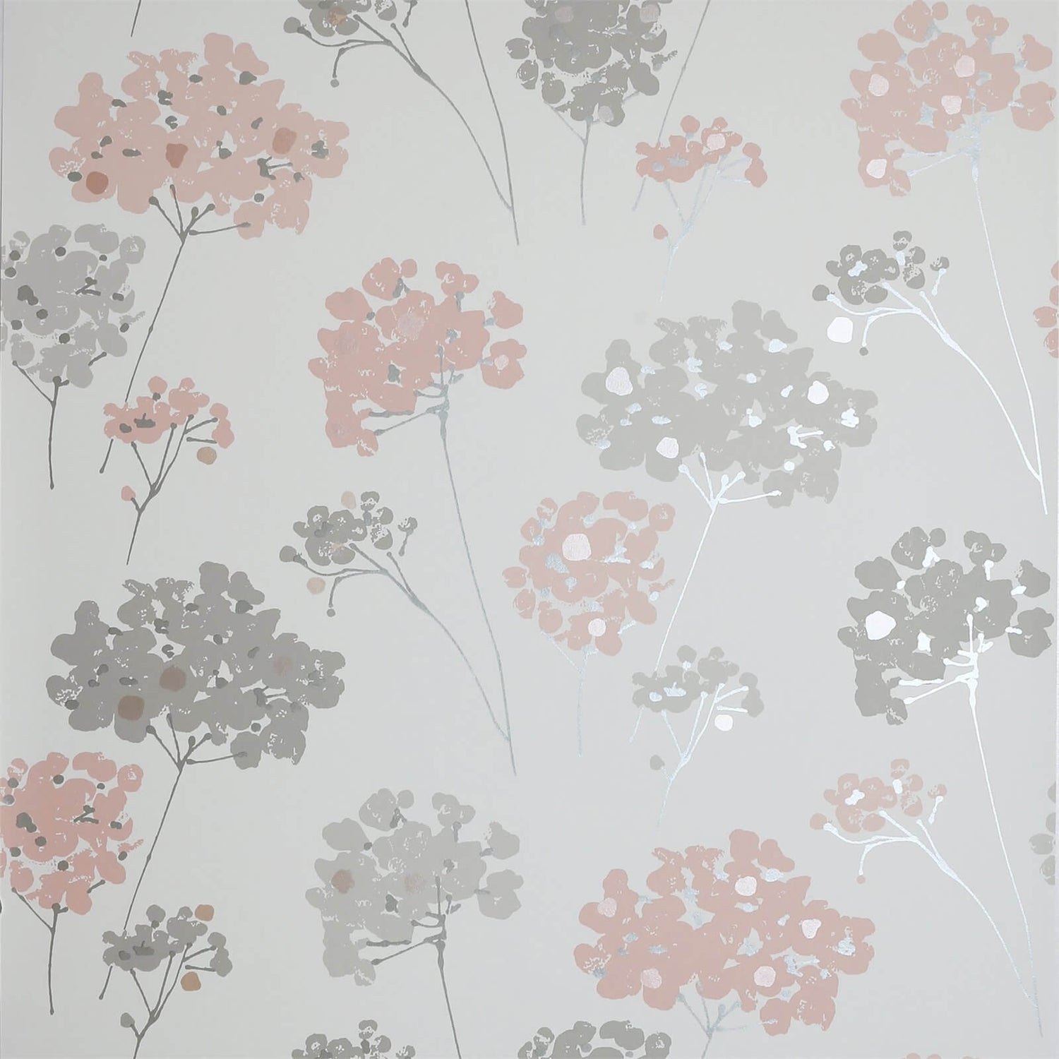 Arthouse Anya Floral Smooth Metallic Blush Pink Wallpaper | Homebase