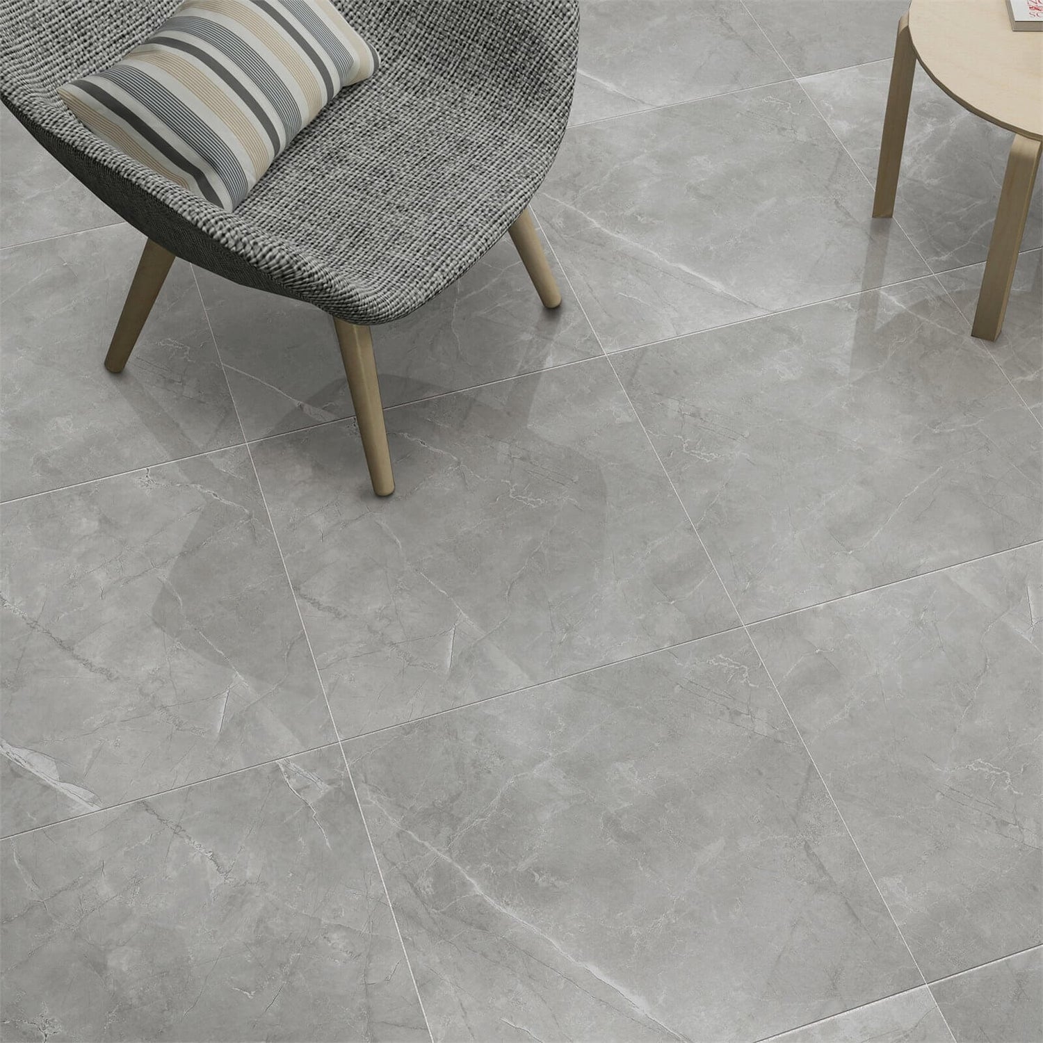 Lux Arctic Grey Polished Floor Tiles, Grey Shiny Floor Tiles