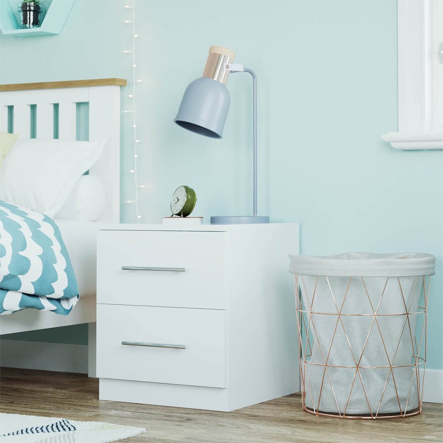 Fitted Bedroom Slab Bedside Chest White