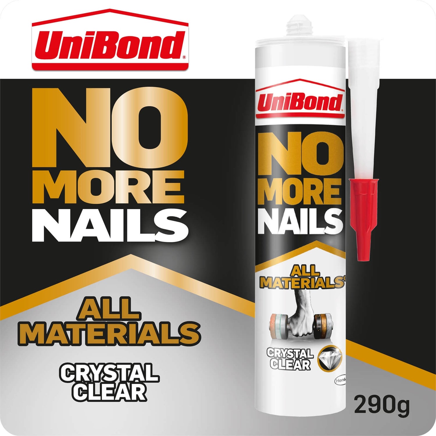 Unibond No More Nails All Materials Crystal Clear 290g Cartridge Homebase