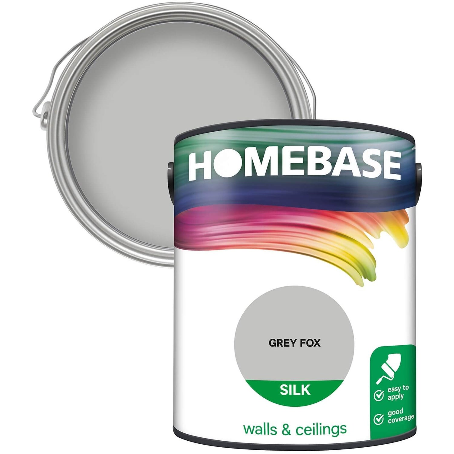 Homebase Silk Emulsion Paint Grey Fox 5L Homebase