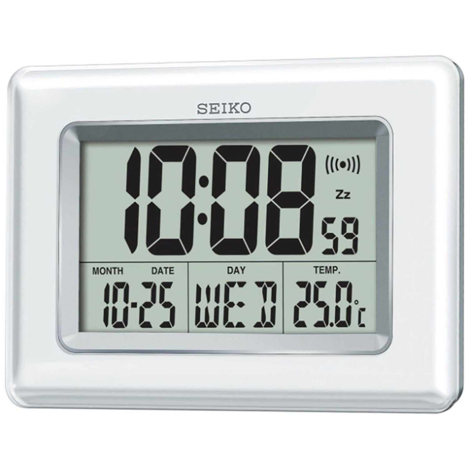 Seiko Digital LCD Clock - White | Homebase