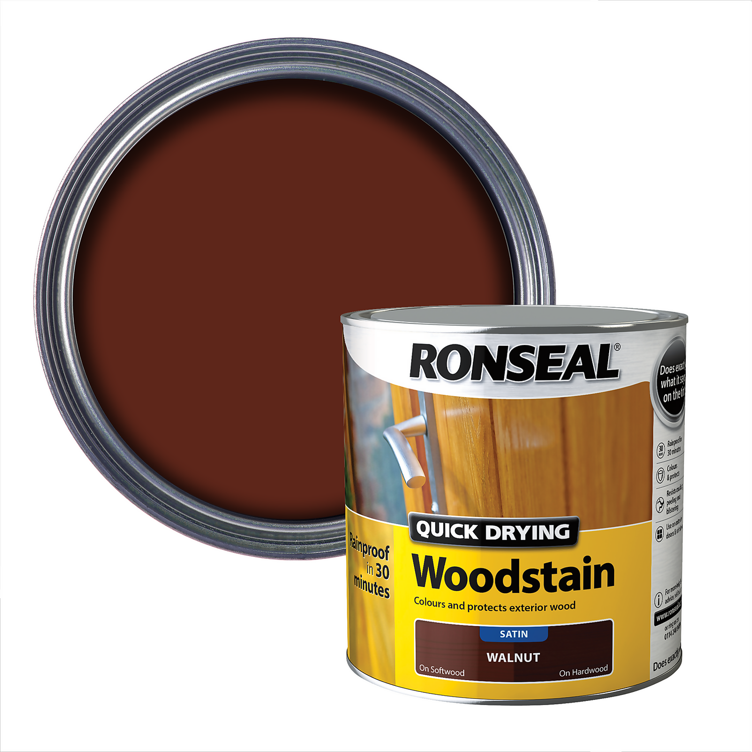Ronseal Quick Drying Woodstain Walnut Satin 2.5L