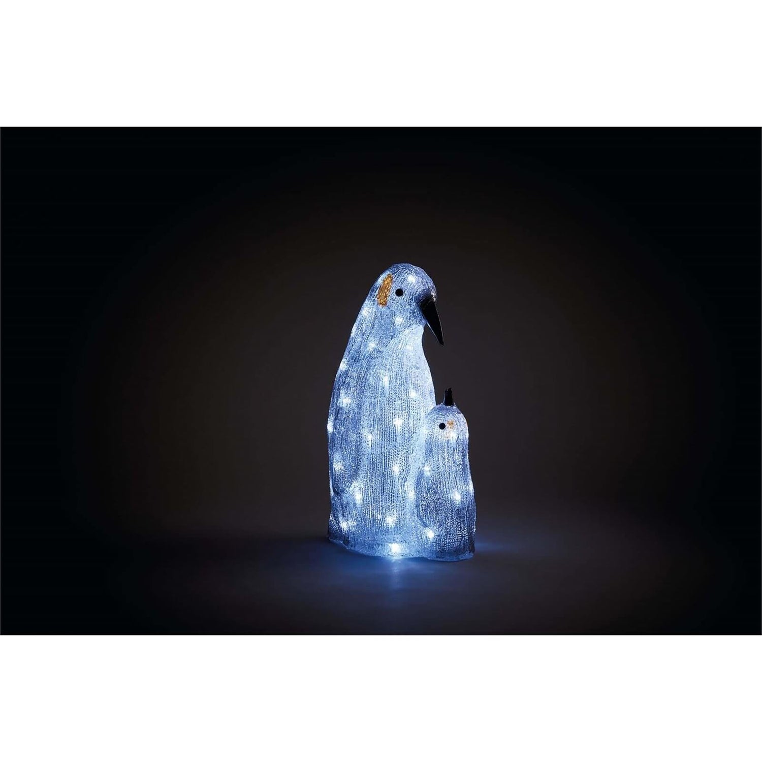 Outdoor Penguin Christmas Decorations Acrylic Led Adult And Baby Penguin Outdoor Christmas Decoration 40cm Homebase