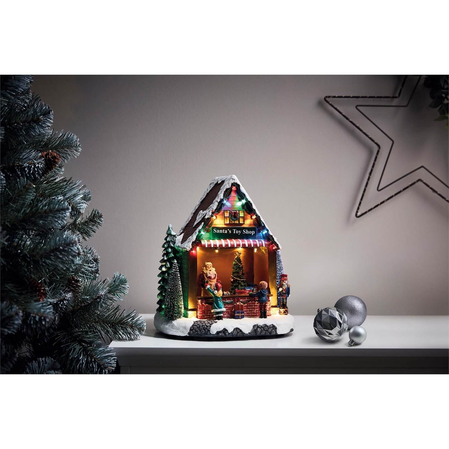 Santa's Toyshop Musical LED Christmas Decoration (Battery Operated) |  Homebase