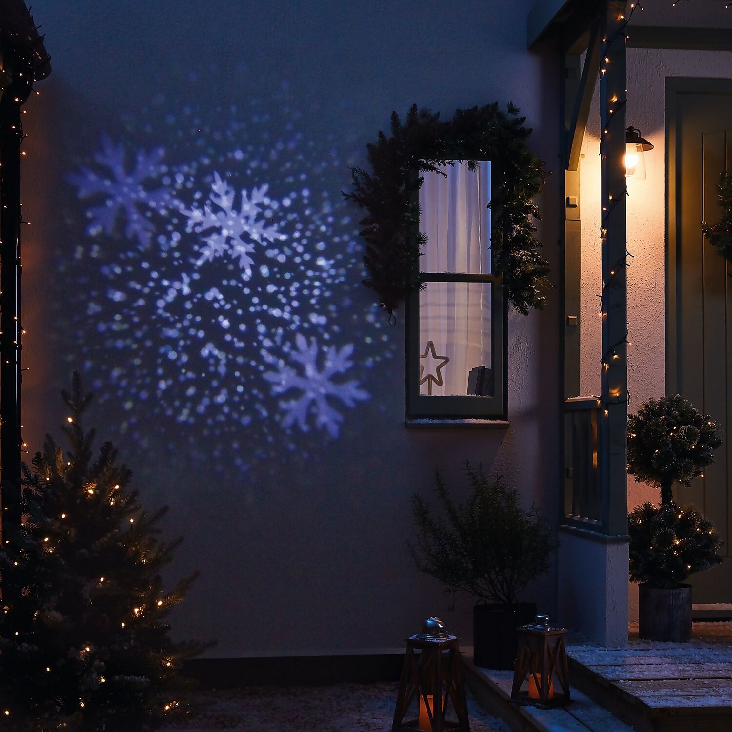 Falling Snowflake Outdoor LED Christmas Projector | Homebase