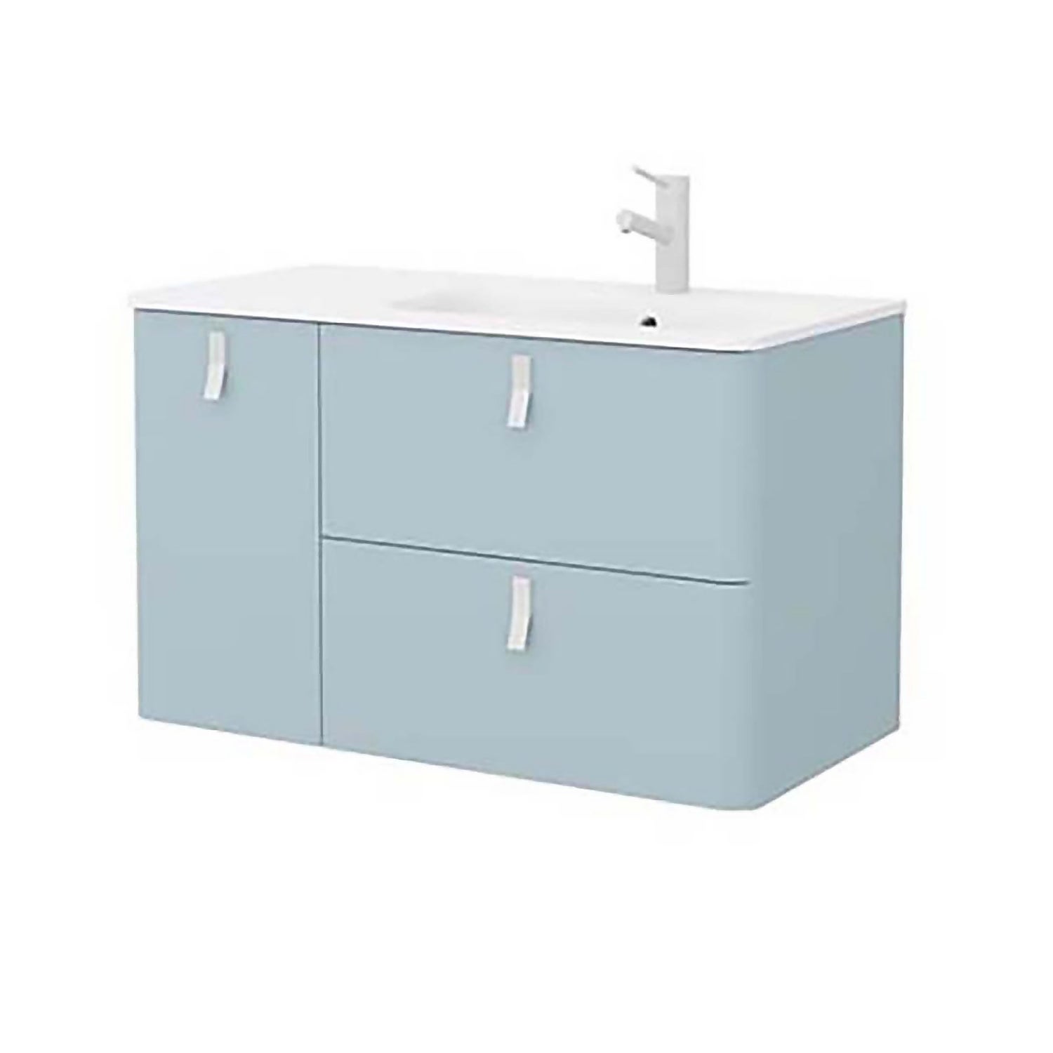 Sketch 900 Left Hand Inset Basin and Unit - Powder Blue