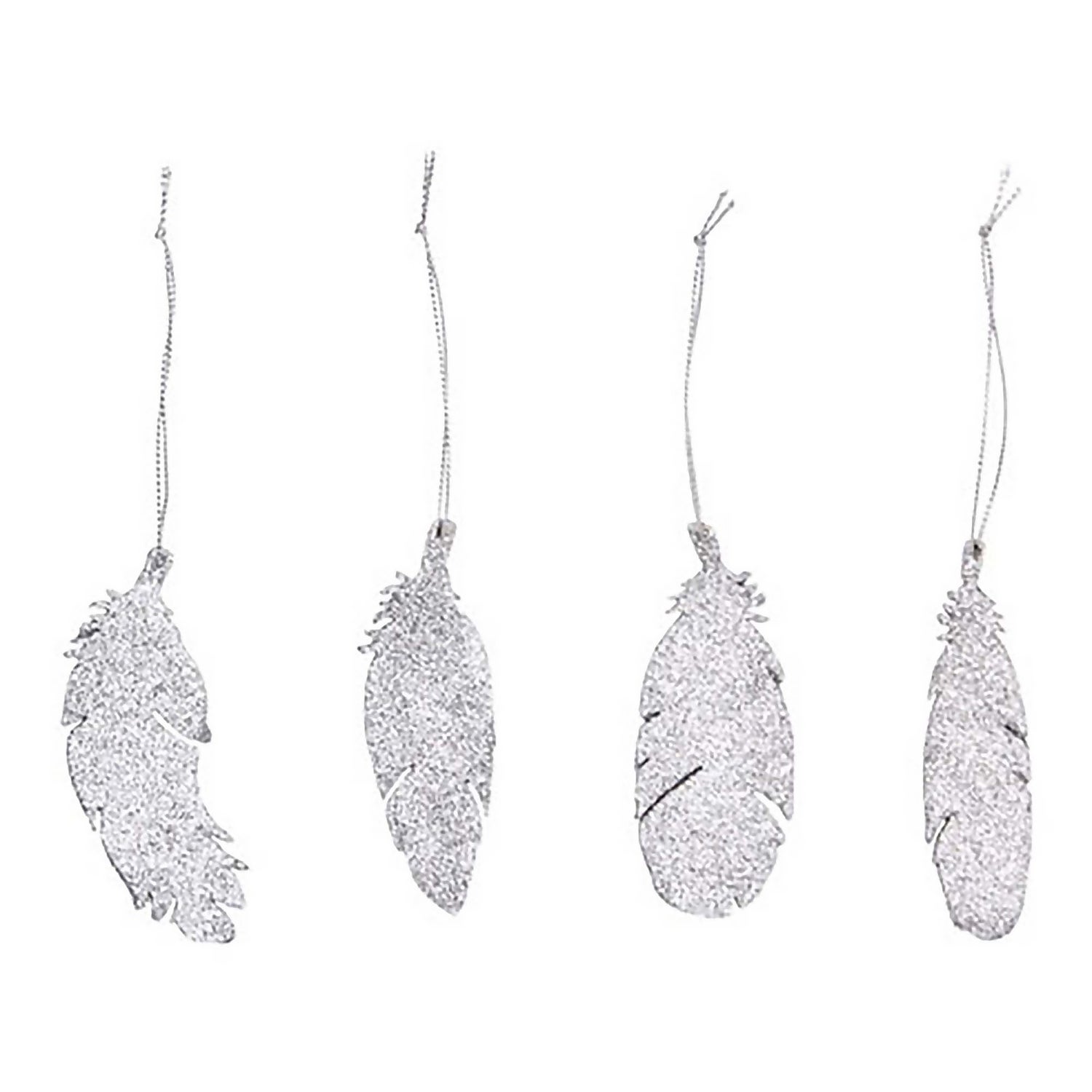 Silver feather christmas decorations Clearance