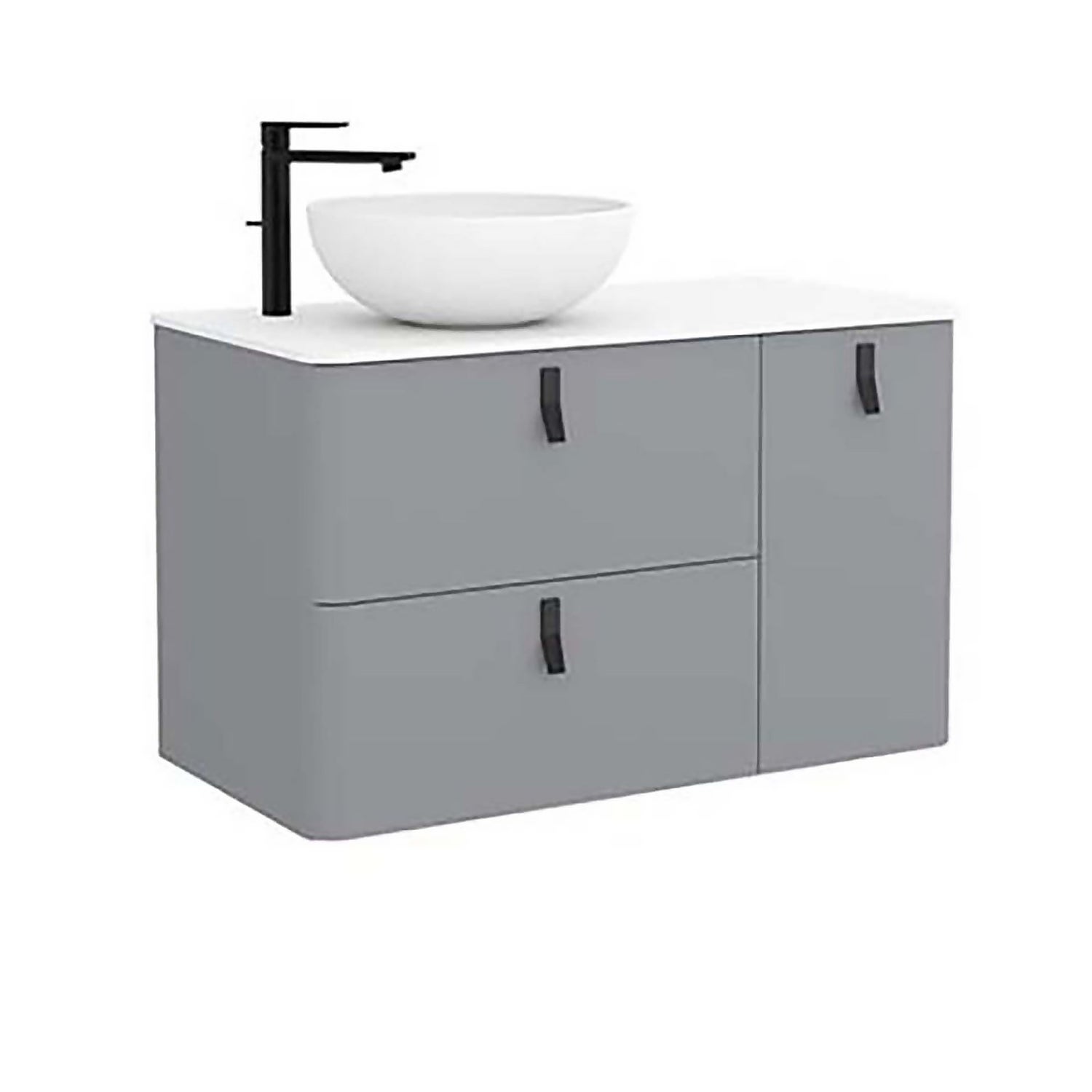 Sketch 900 Right Hand Wash Bowl and Unit - Pale Grey