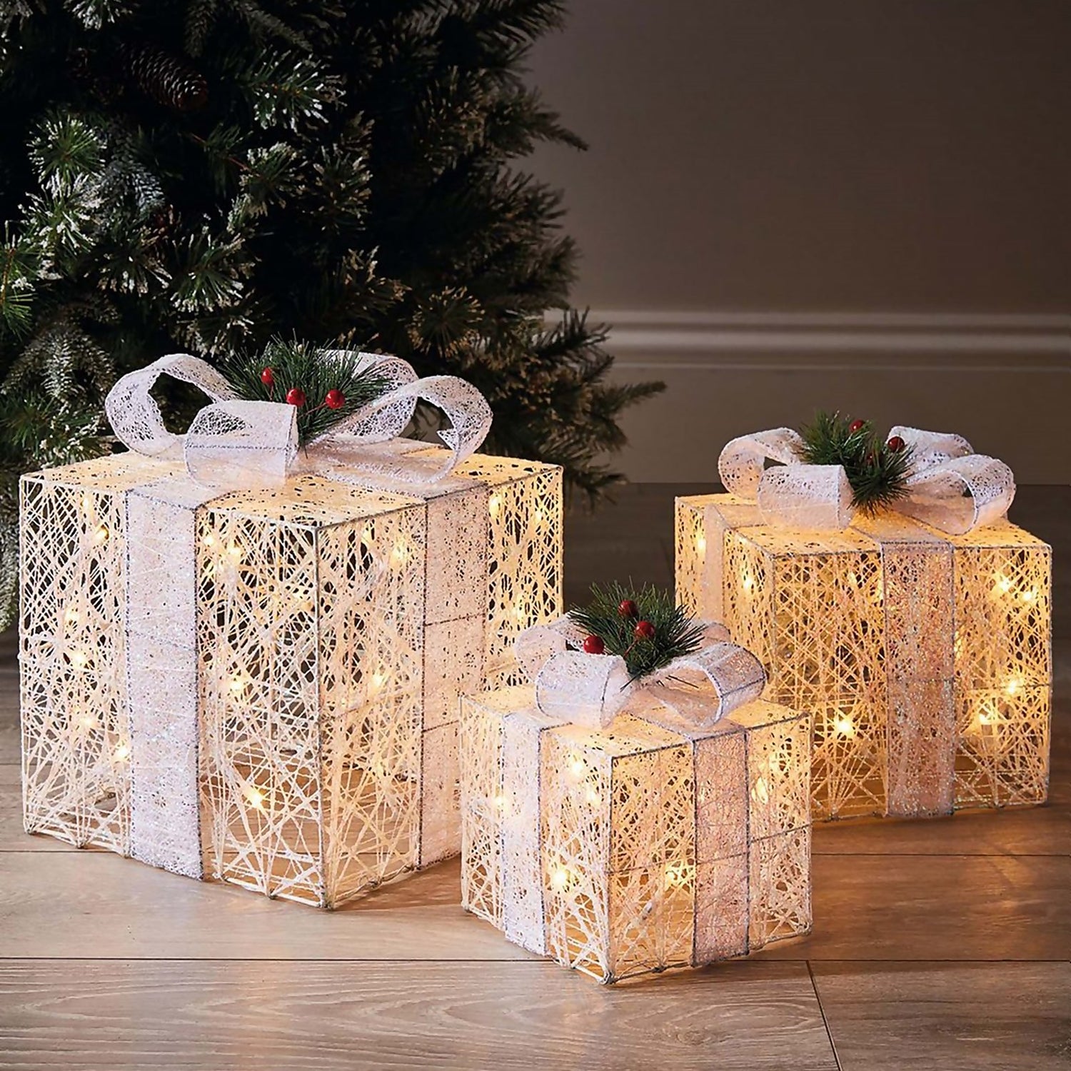 Home Decor Christmas Gift Box 3 Piece Folding Christmas Gift Box Luminous  Christmas Gift Box Christmas Lantern Festival Light String