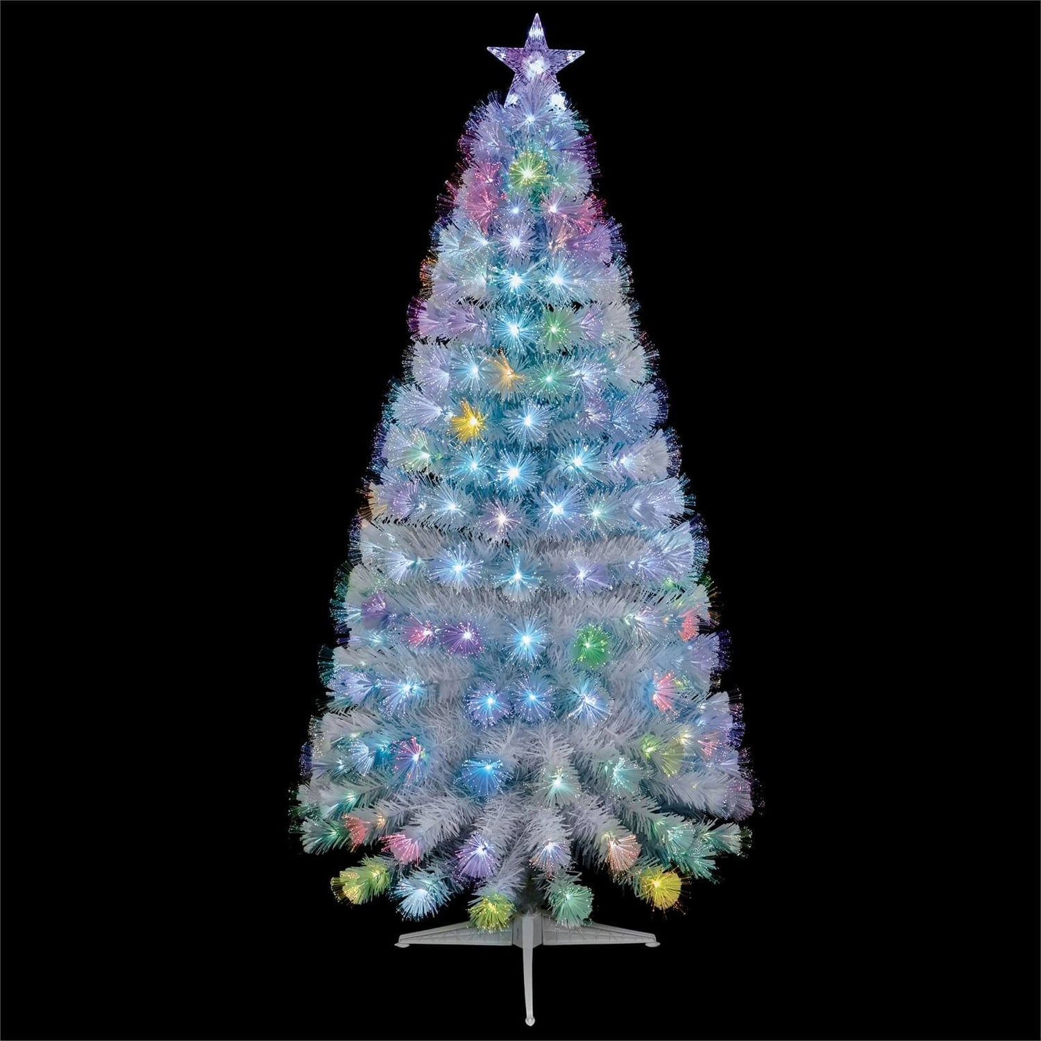 4ft White Flash Led Fibre Optic Christmas Tree Homebase