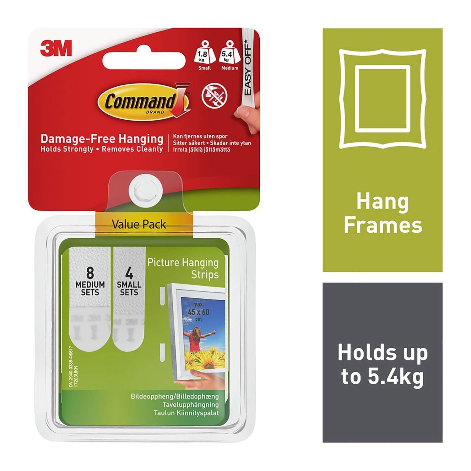 3M Command Picture Hanging Strips, Medium, White - 12 Pack