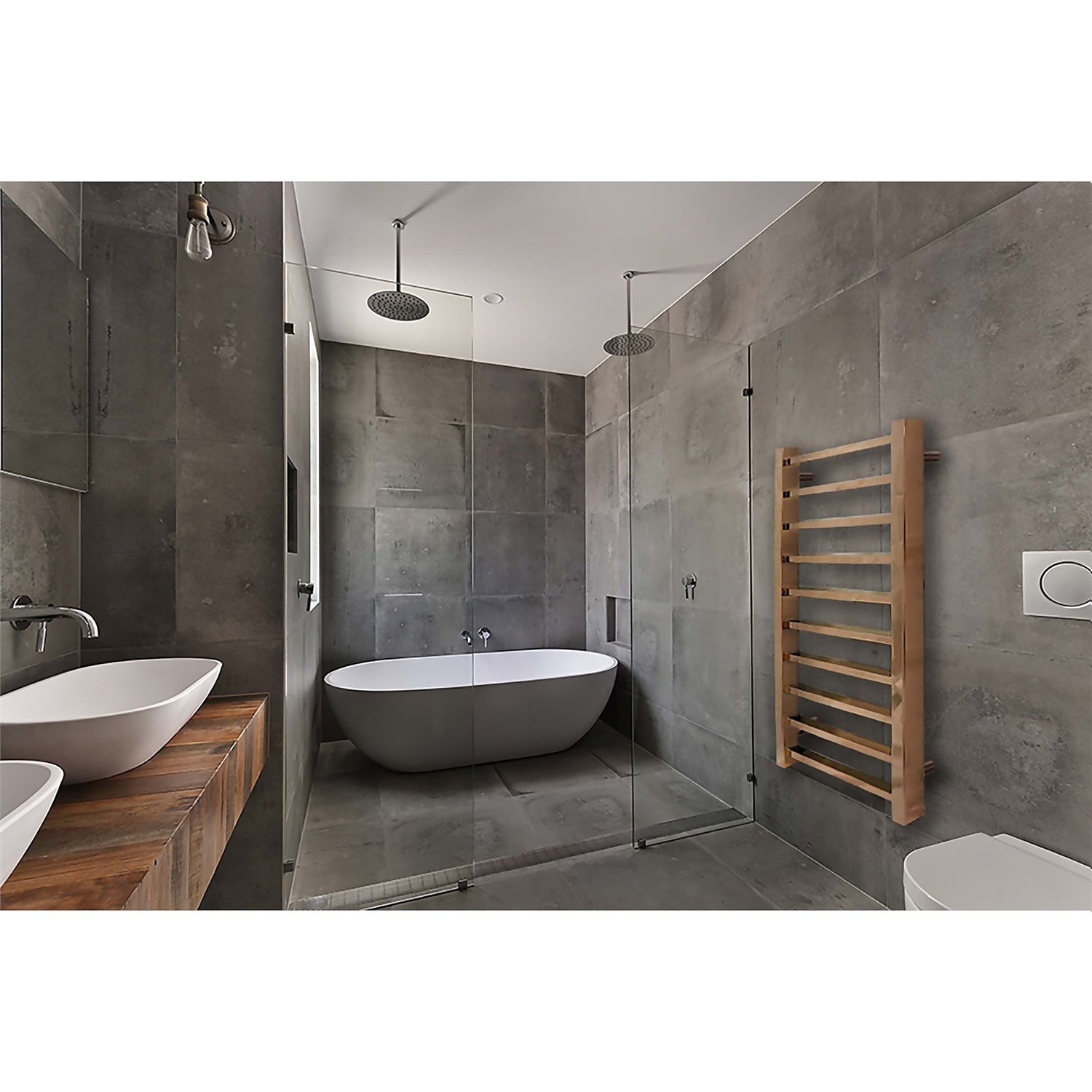 Ladder Style Heated Towel Rail Radiator with 10 Horizontal Square Tubes  500mm x 1200mm - Copper | Homebase