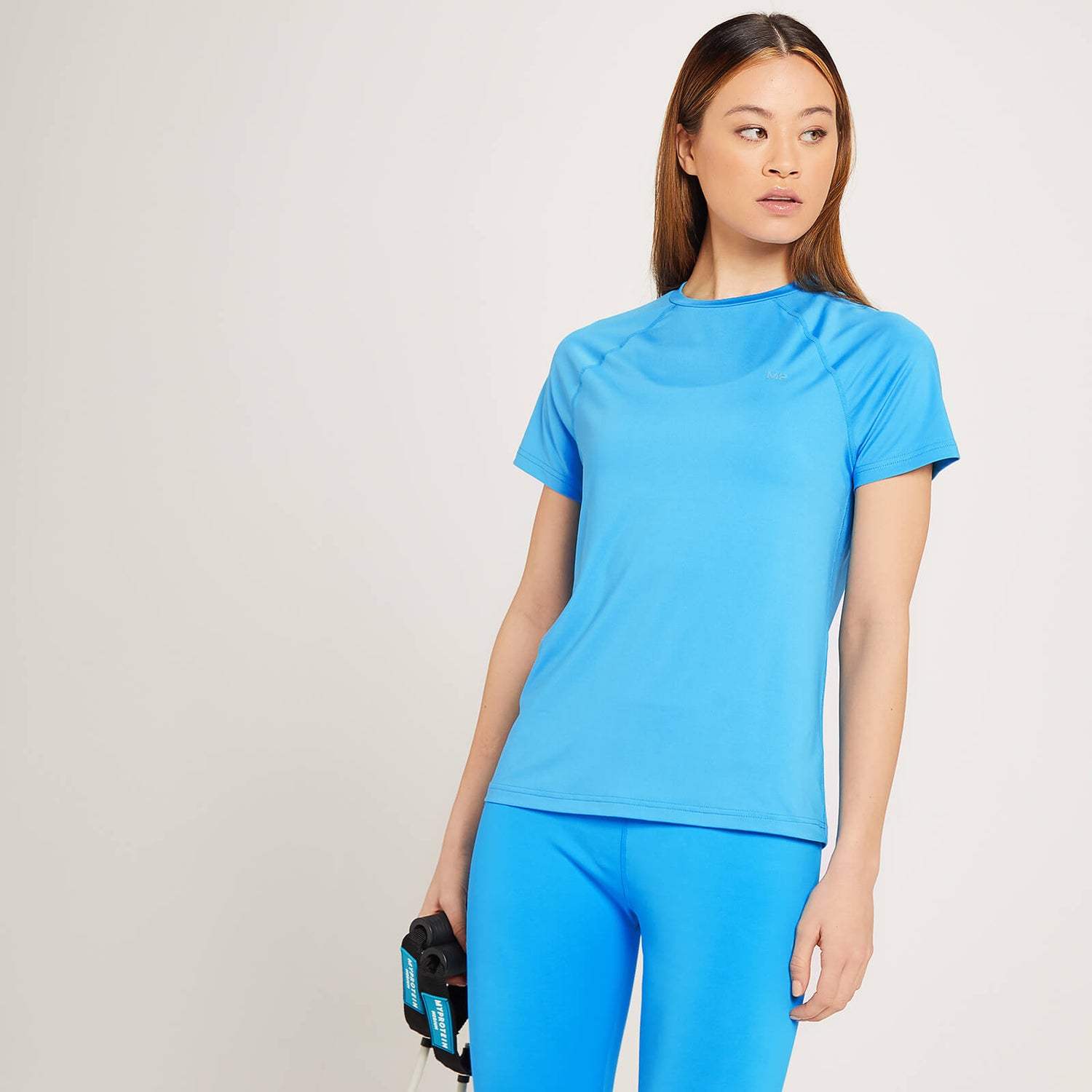 Damski T-shirt treningowy z kolekcji MP Linear Mark – jasnoniebieski - XS