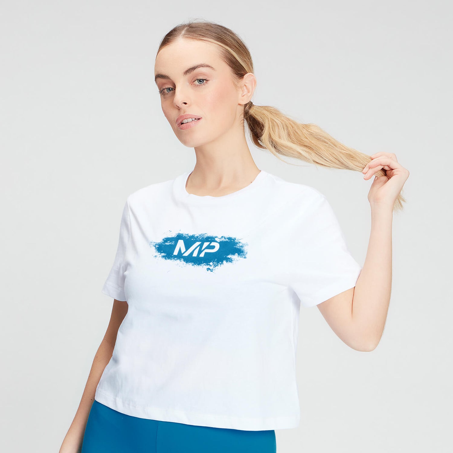 MP Damen kreidefarbenes Grafik Crop-T-Shirt — Weiß