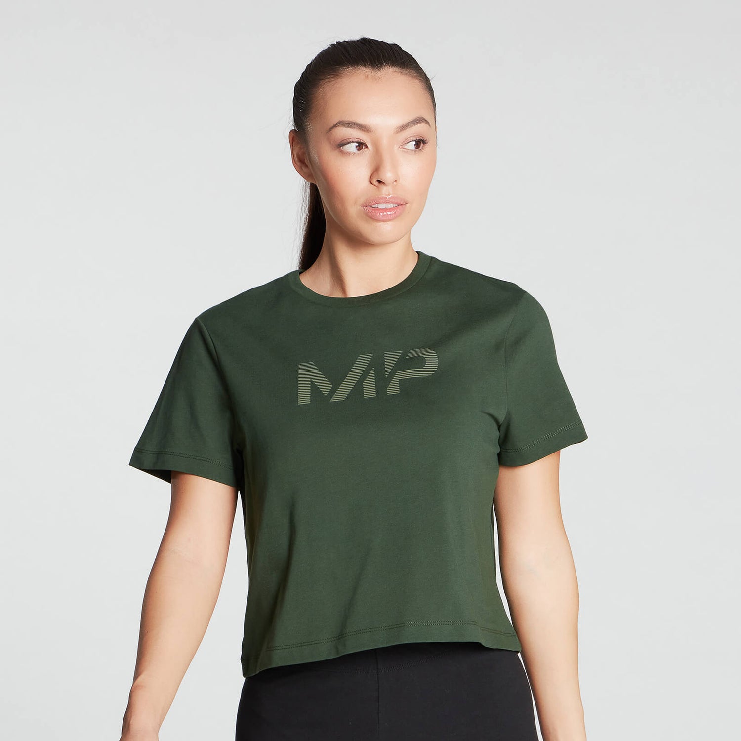 MP Women's Gradient Line Graphic Crop T-shirt- Dark Green