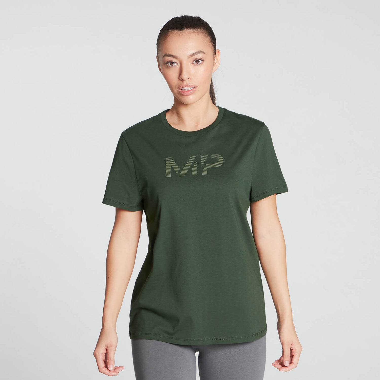 MP 여성용 그래디언트 라인 그래픽 티셔츠 - 다크 그린 - S