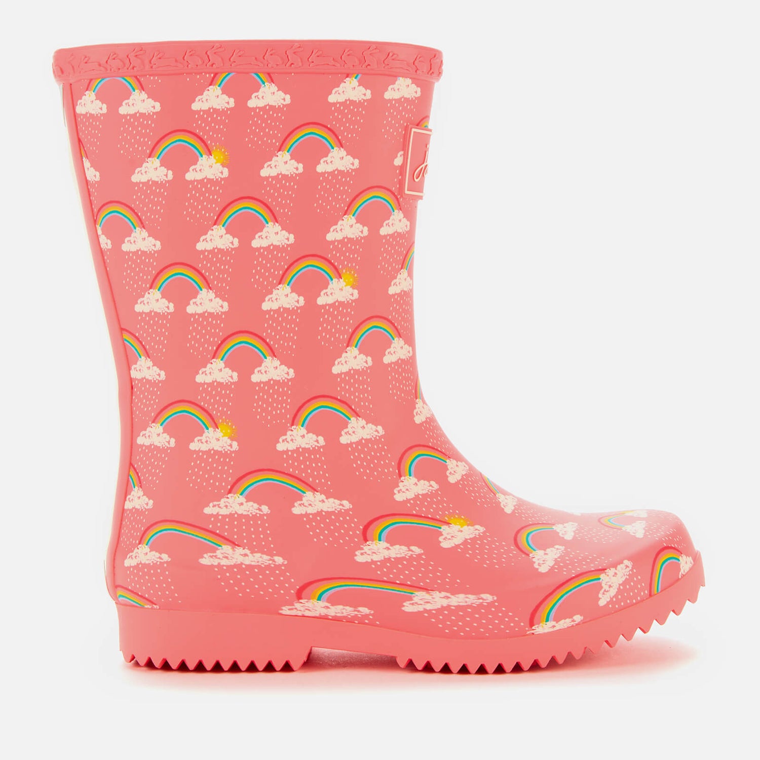 Joules Kids' Roll Up Wellies - Pink Rain Clouds