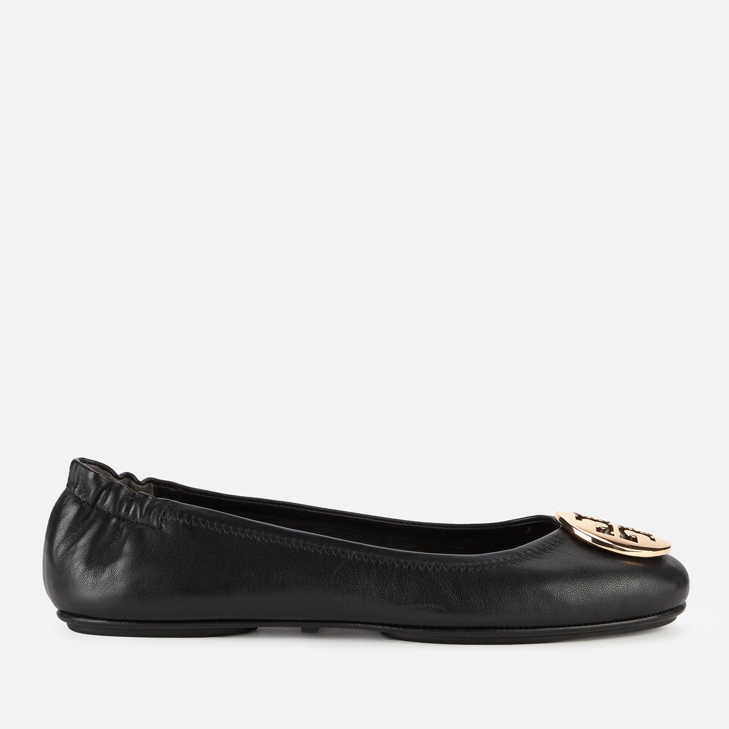 Tory Burch Women's Minnie Metal Logo Leather Ballet Flats - Perfect Black/Gold - 6