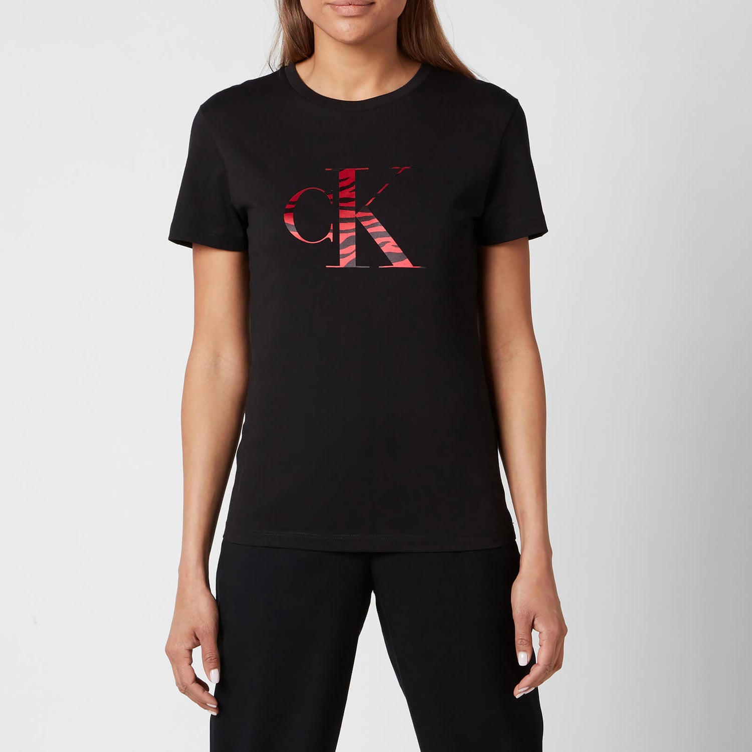 Calvin Klein Jeans Women's Zebra Ck T-Shirt - Ck Black