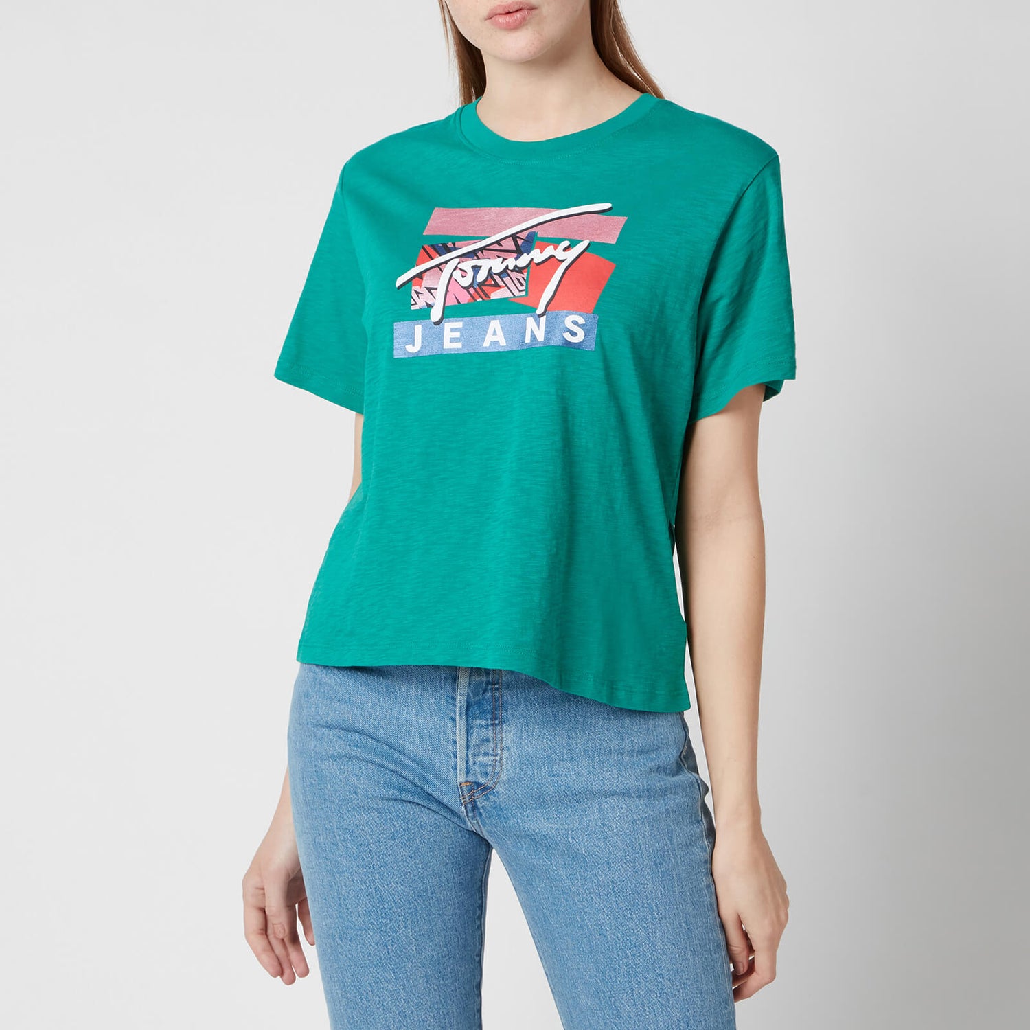 Tommy Jeans Women's Tjw Signature Logo T-Shirt - Midwest Green
