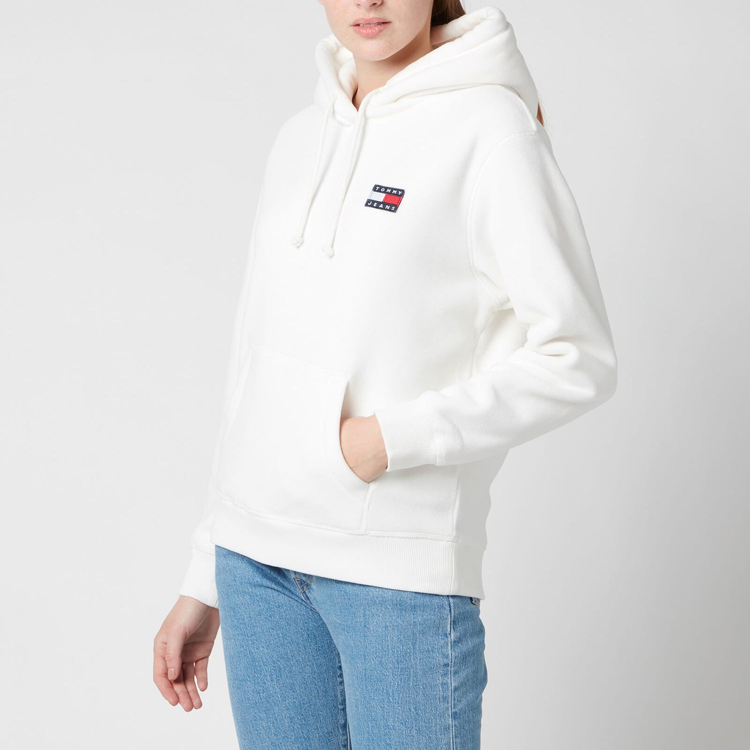 Tommy Jeans Women's Tjw Badge Polar Fleece Hoodie - Snow White